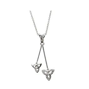 Celtic Trinity Knot Stone Set Dangle Necklace