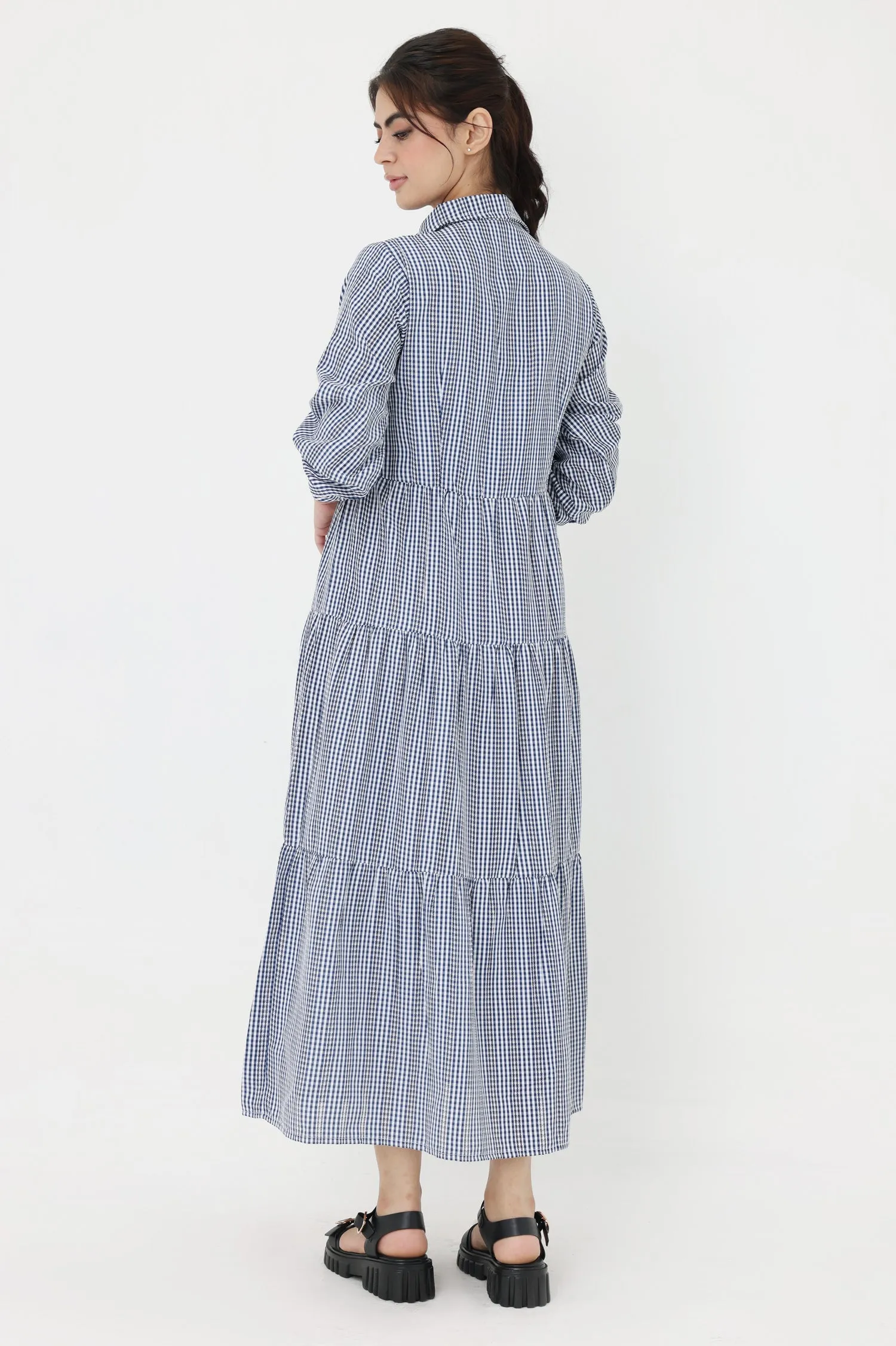 CHARM STRIPE MIDI DRESS-BLUE-WHITE