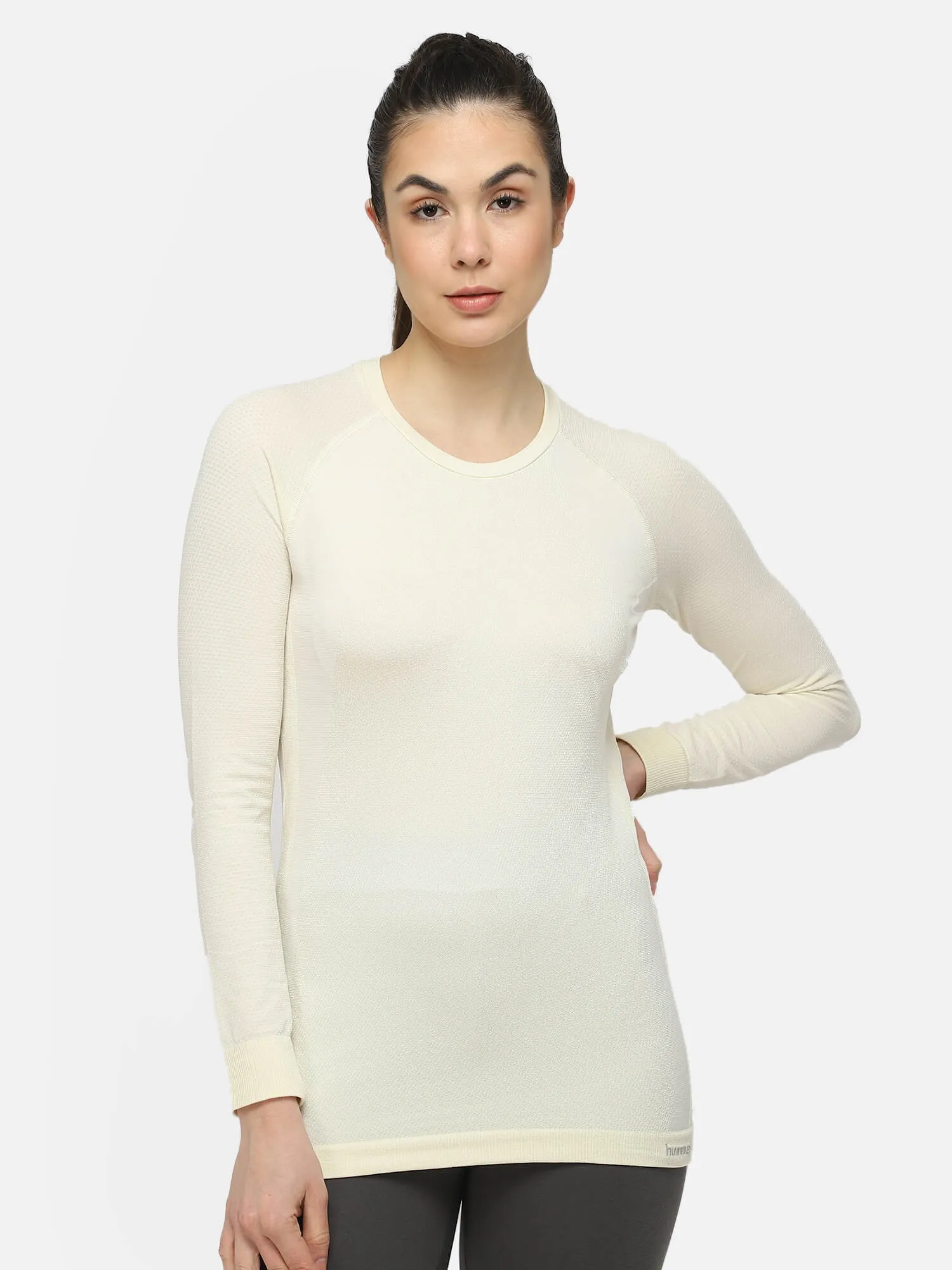 Clea Seamless Women White T-Shirt