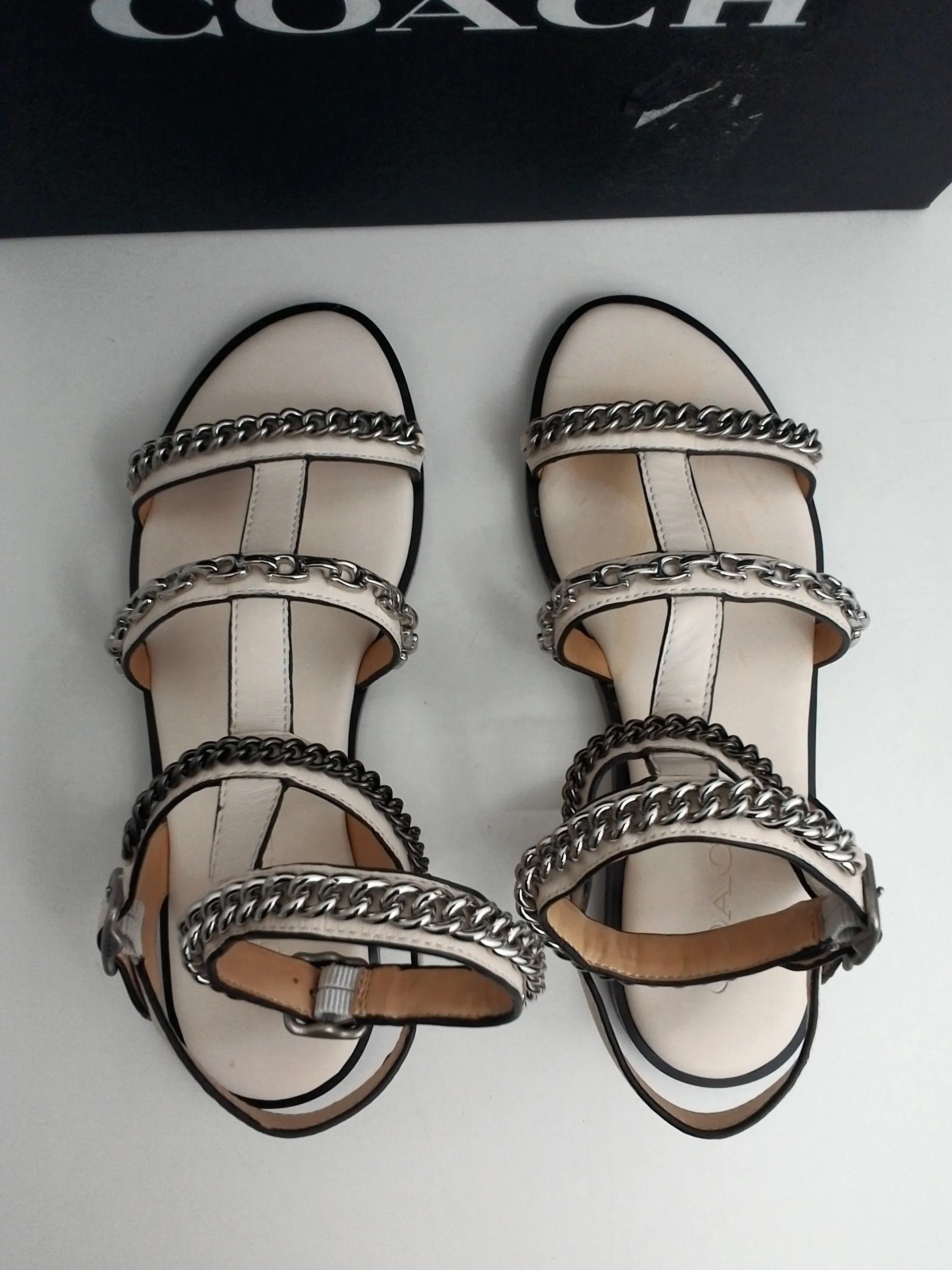 COACH Women's Haddie Gladiator Sandal, Chalk Size 5.5 B