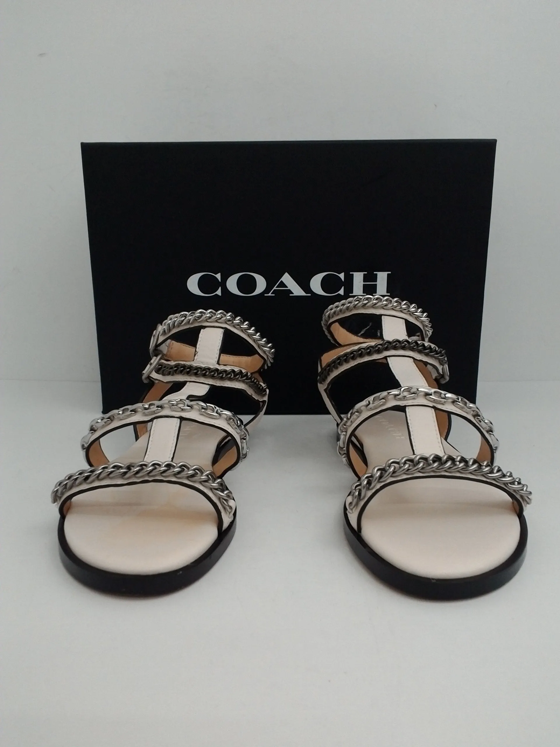 COACH Women's Haddie Gladiator Sandal, Chalk Size 5.5 B