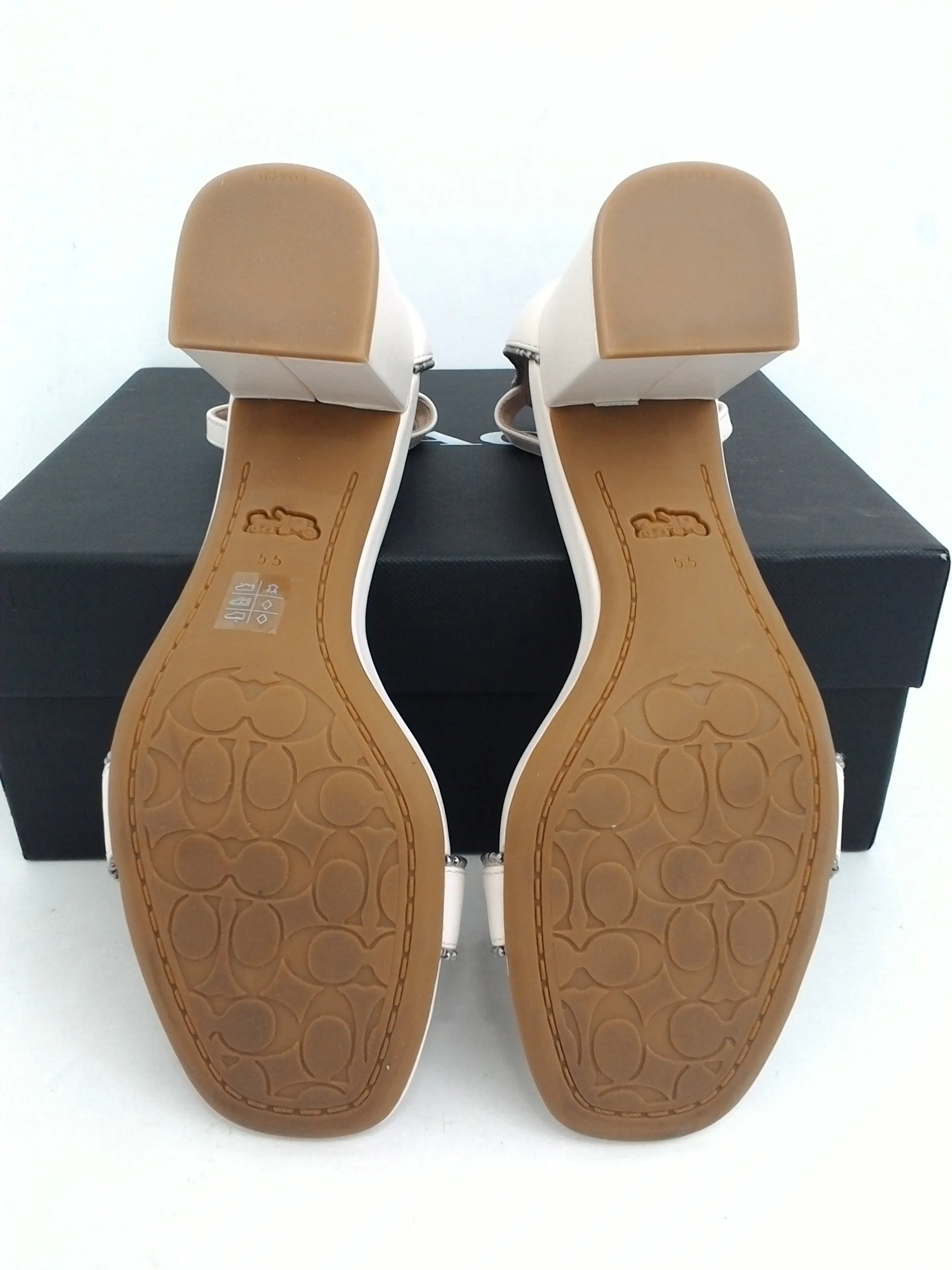 Coach Women's Maddie Chalk Leather Sandal Size 5.5 B