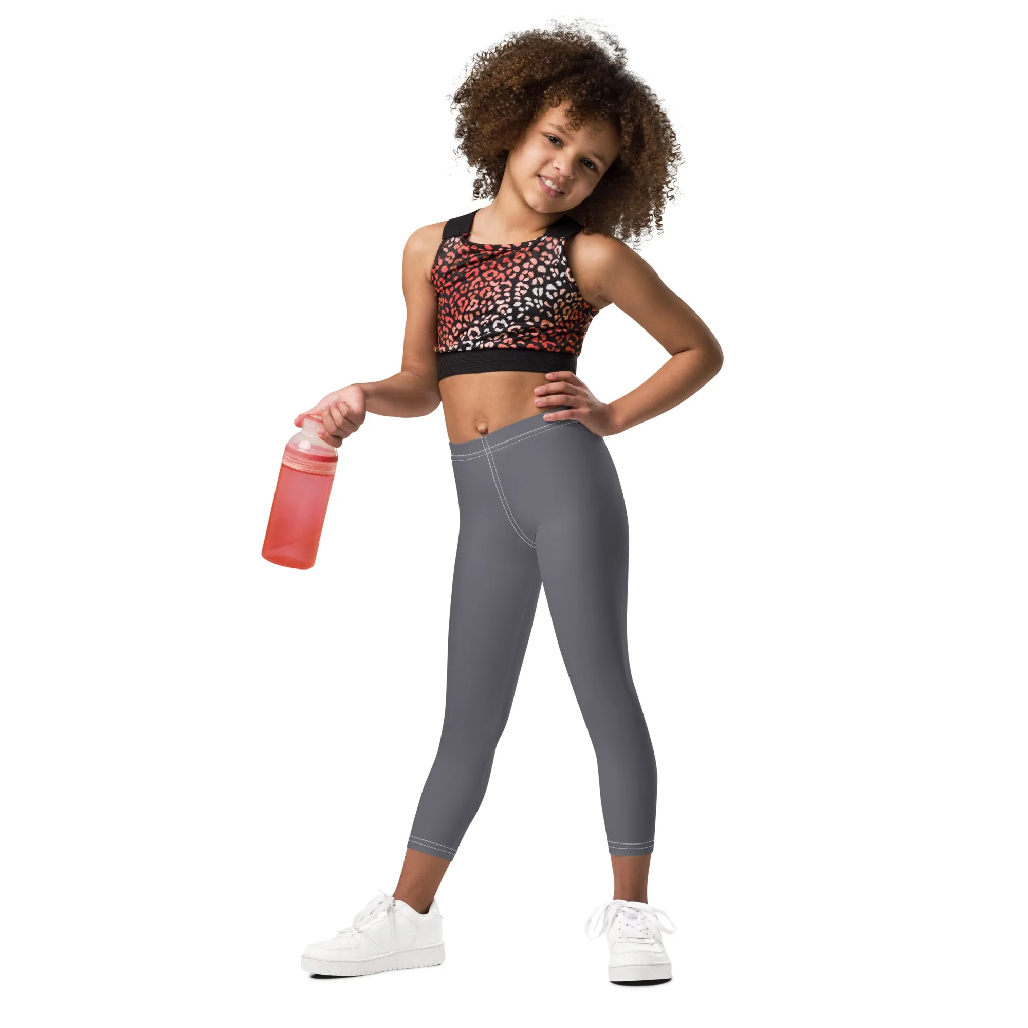 Color Splash: Solid Workout Leggings for Girls on the Move - Charcoal