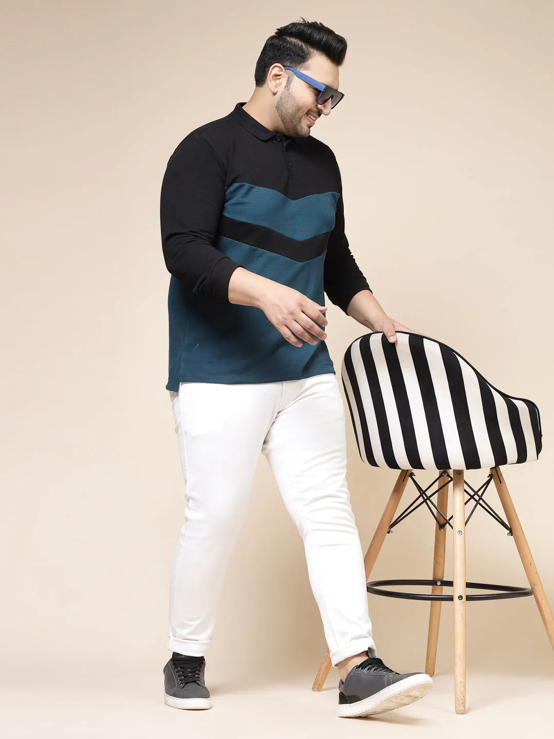 Colorblock Polo with Extended Sleeves