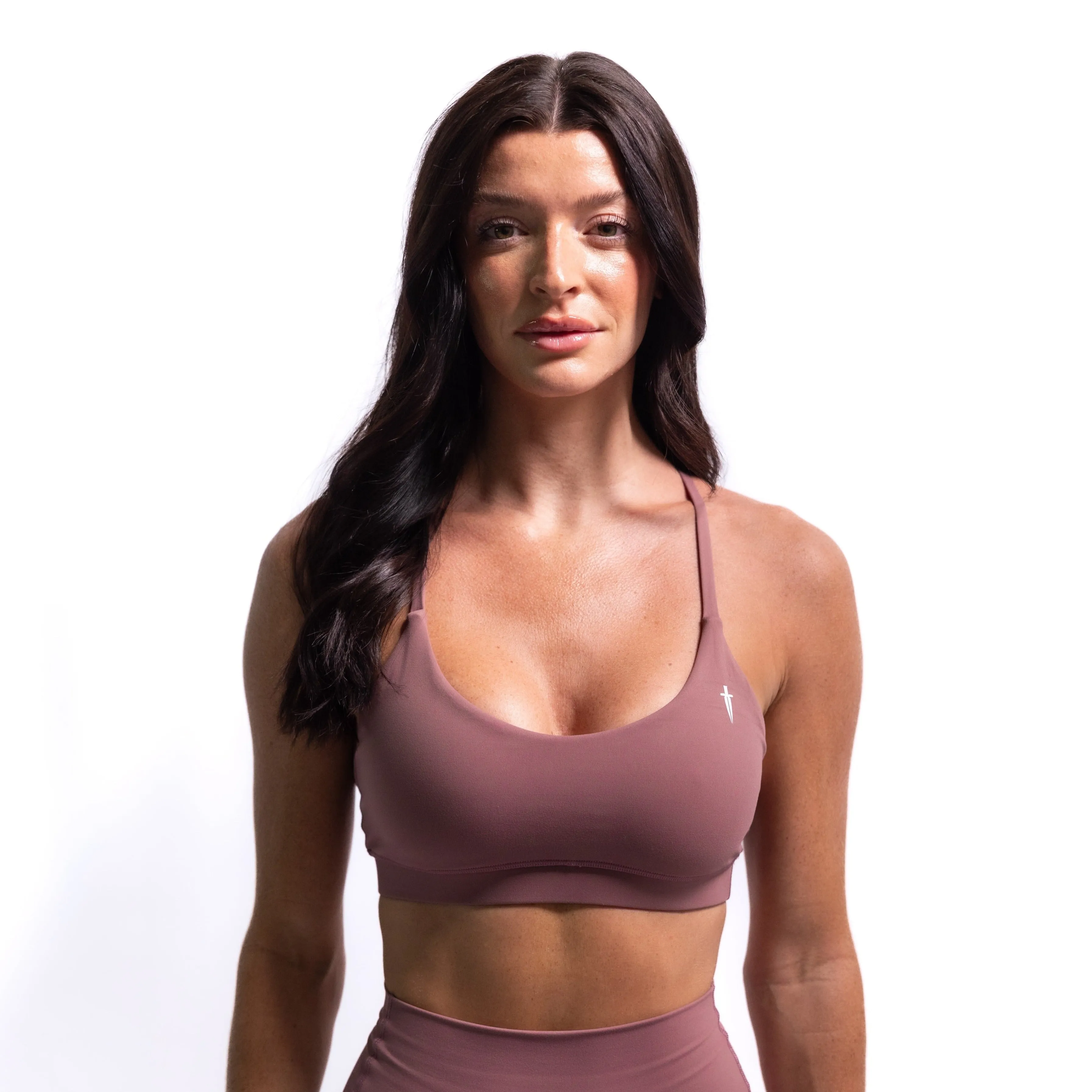 CORE V-NECK SPORTS BRA - MAUVE