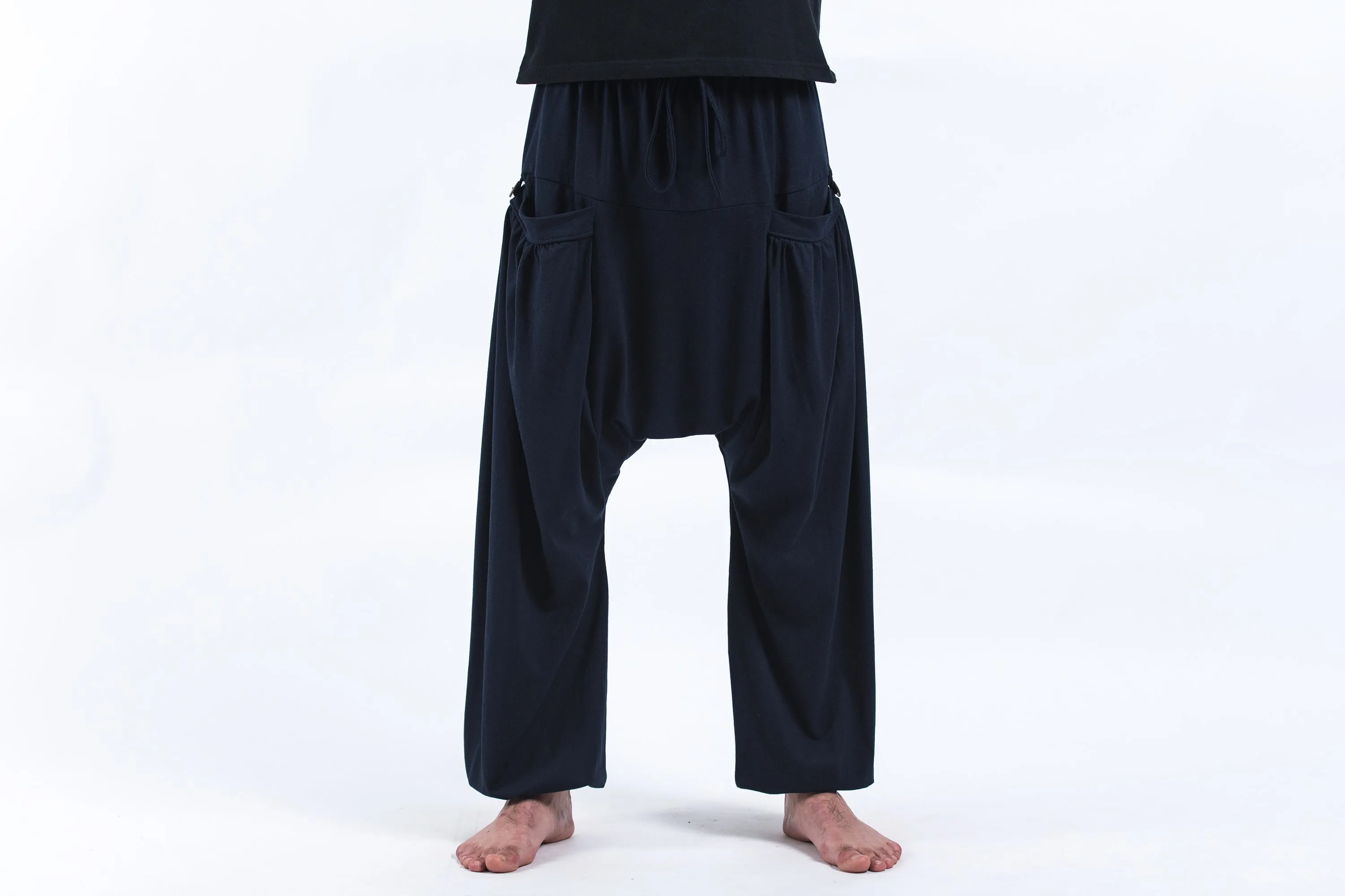 Cotton Men Harem Pants in Solid Navy