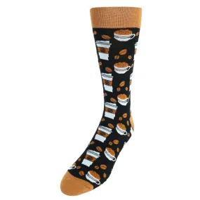 CTM® Men's Coffee Cups Themed Crew Socks