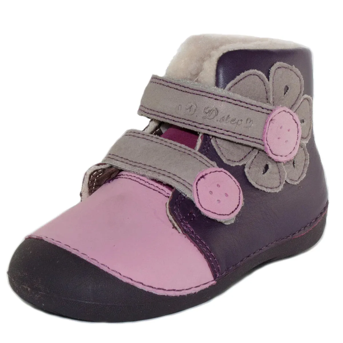 D.D. Step Fuchsia Toddler Winter Boots - Warm, Supportive Leather Shoes From Europe Kids Orthopedic