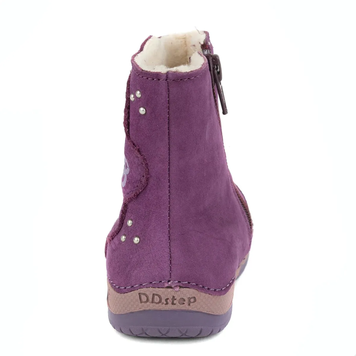 D.D. Step Toddler Girl Winter Boots With Faux Fur Insulation Lavender Flower Cute For Little Girls