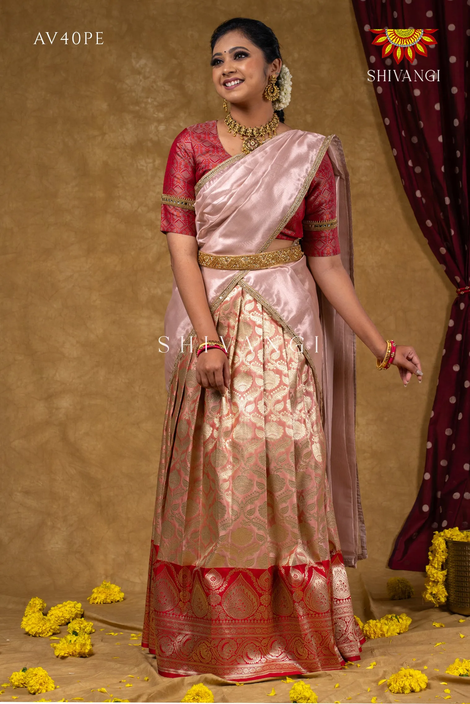 Diwali Collection - Golden Diya Half saree !!!