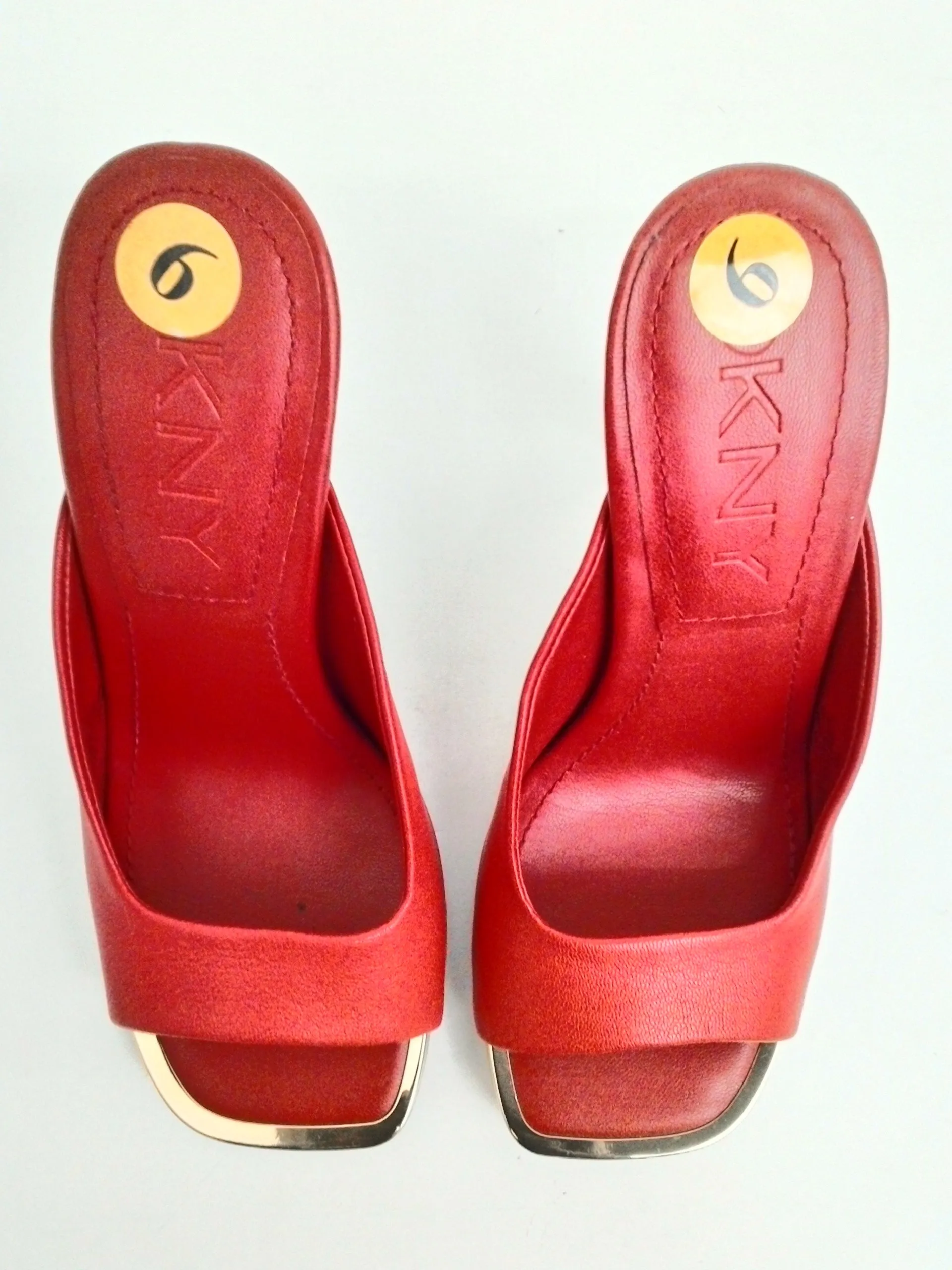 DKNY Women's Red Leather Heeled Sandals Size 6 M