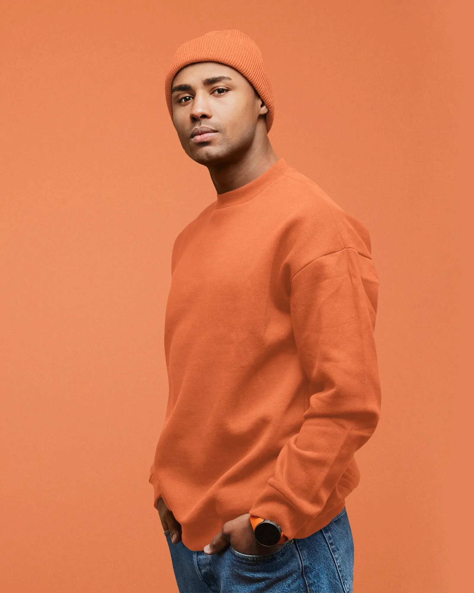 Drop Shoulder Sweatshirt: Orange