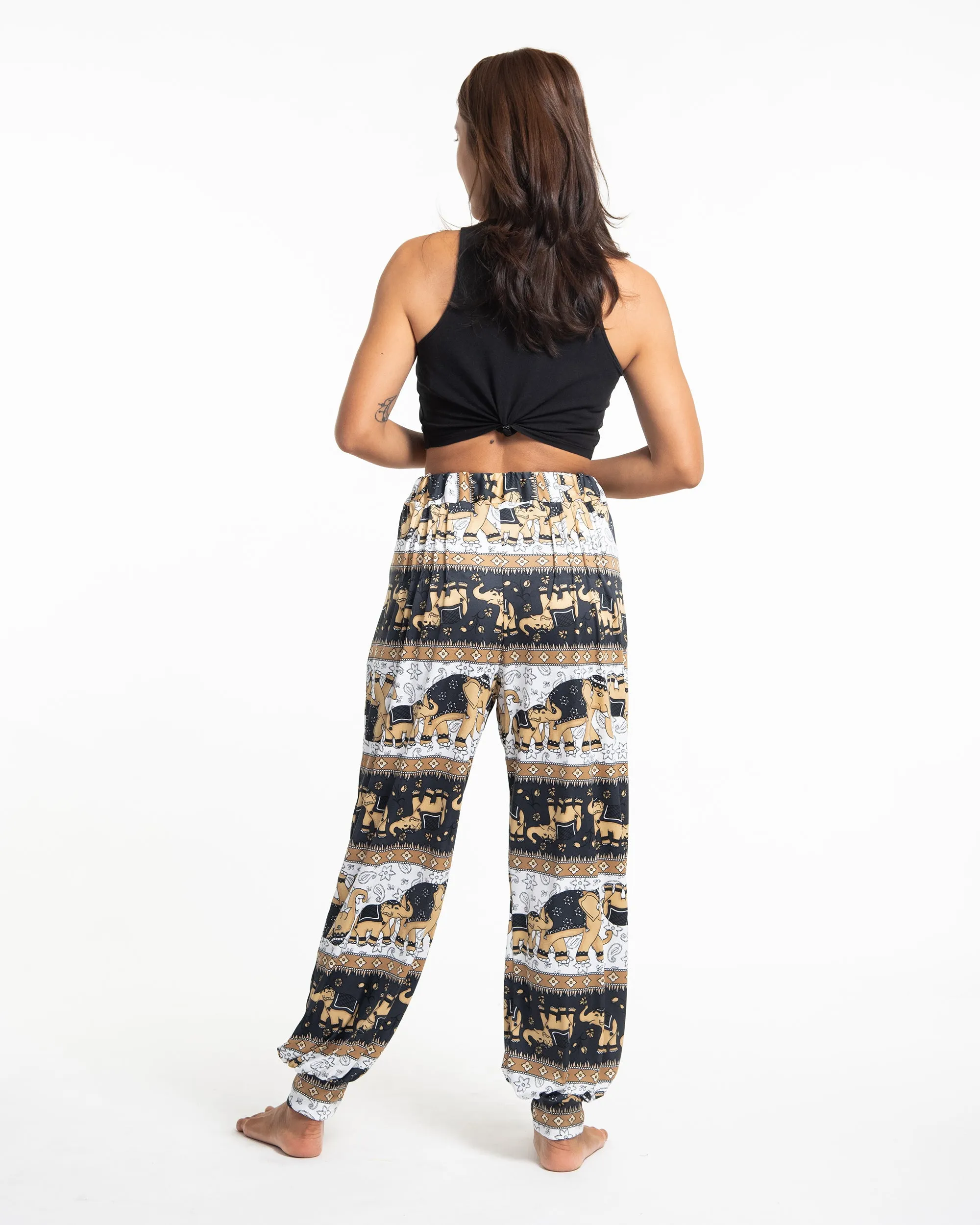 Eco-Friendly Elephant Print Women Harem Pants in Gray