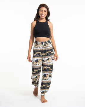 Eco-Friendly Elephant Print Women Harem Pants in Gray