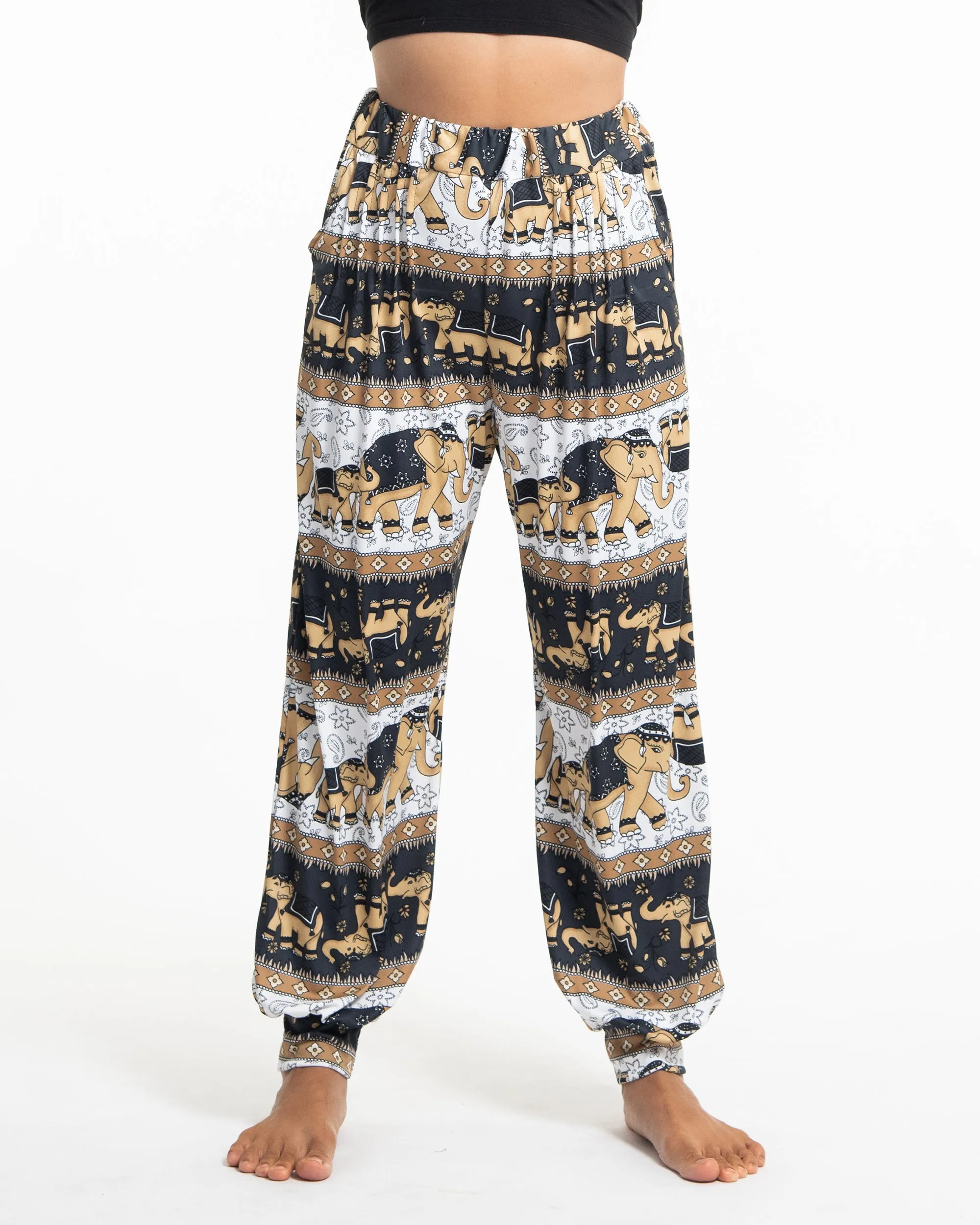 Eco-Friendly Elephant Print Women Harem Pants in Gray