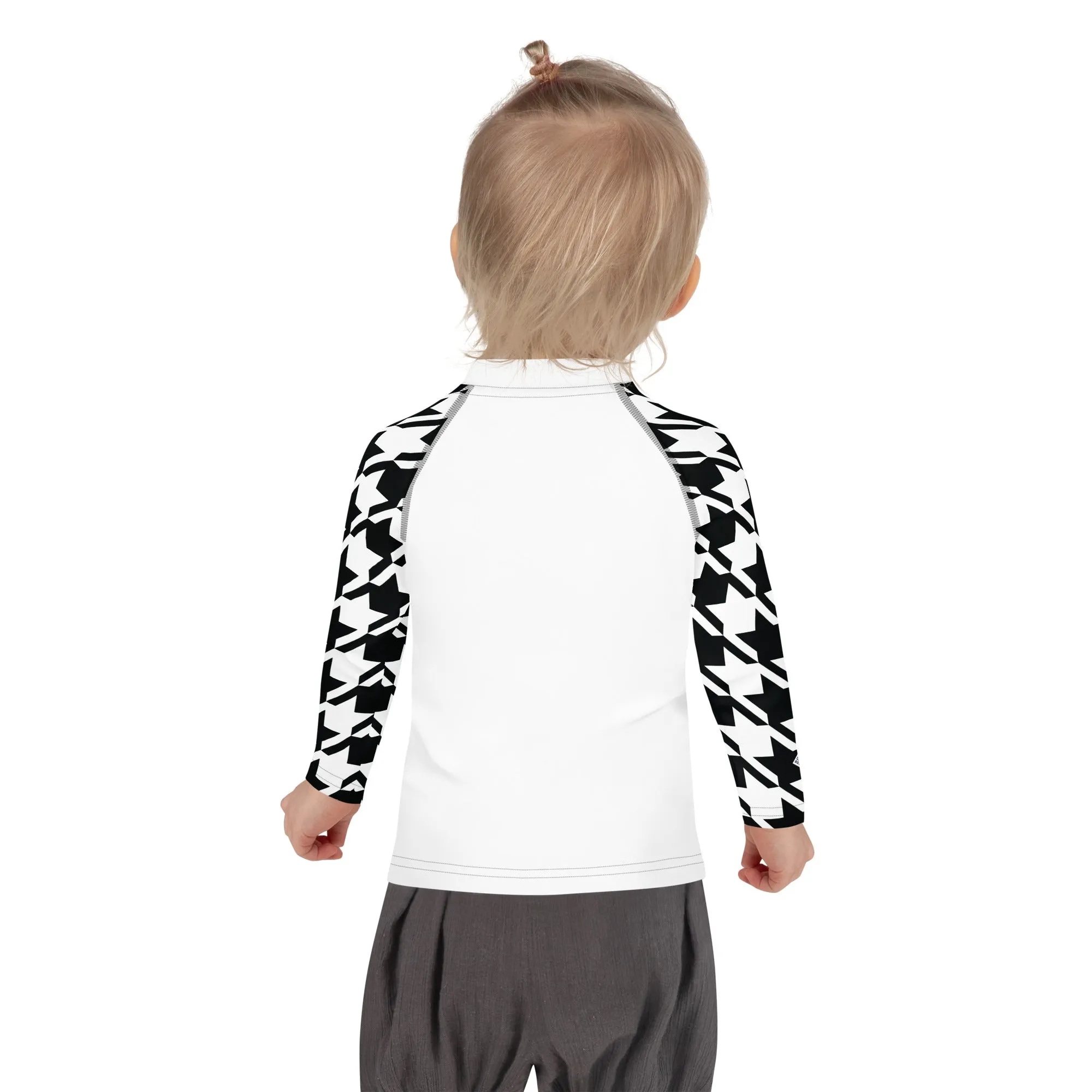 Elevated Style: Girl's Houndstooth Long Sleeve Classic Judo BJJ Rash Guard