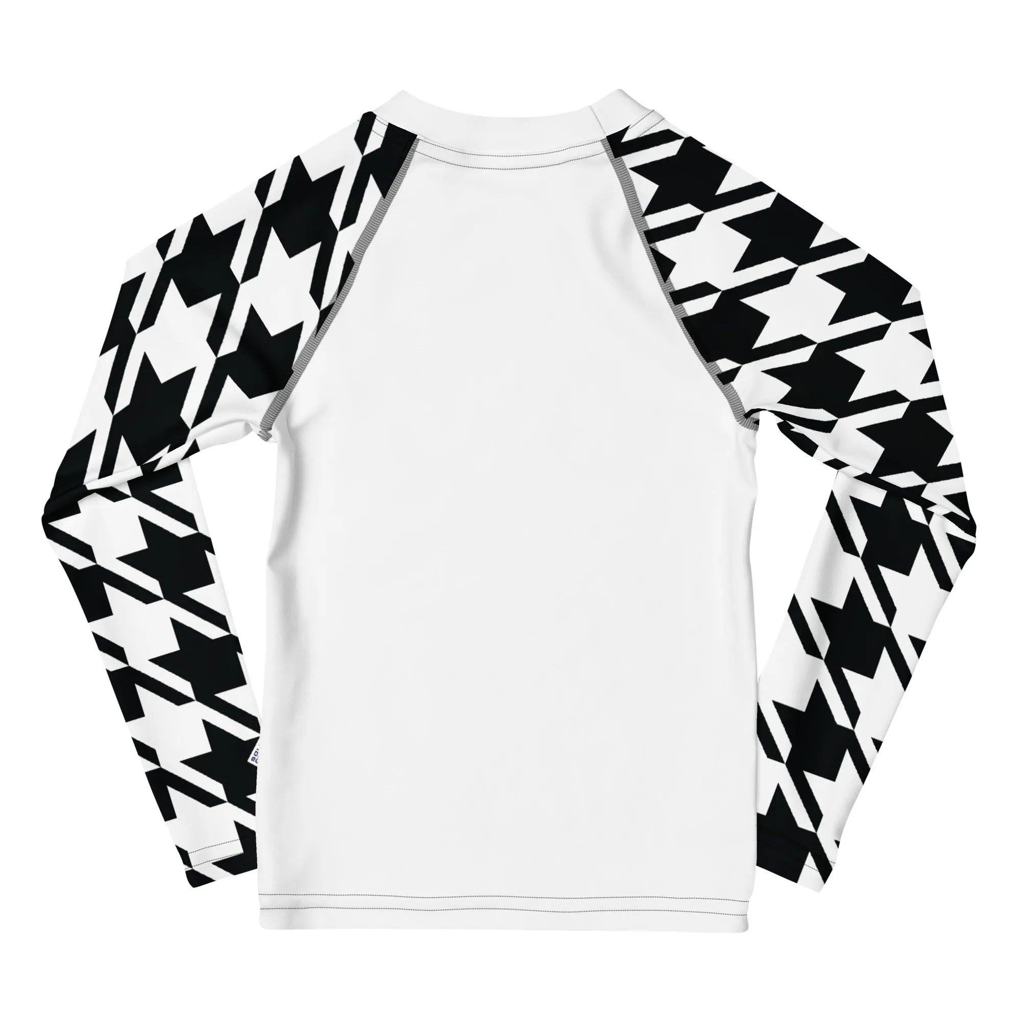 Elevated Style: Girl's Houndstooth Long Sleeve Classic Judo BJJ Rash Guard