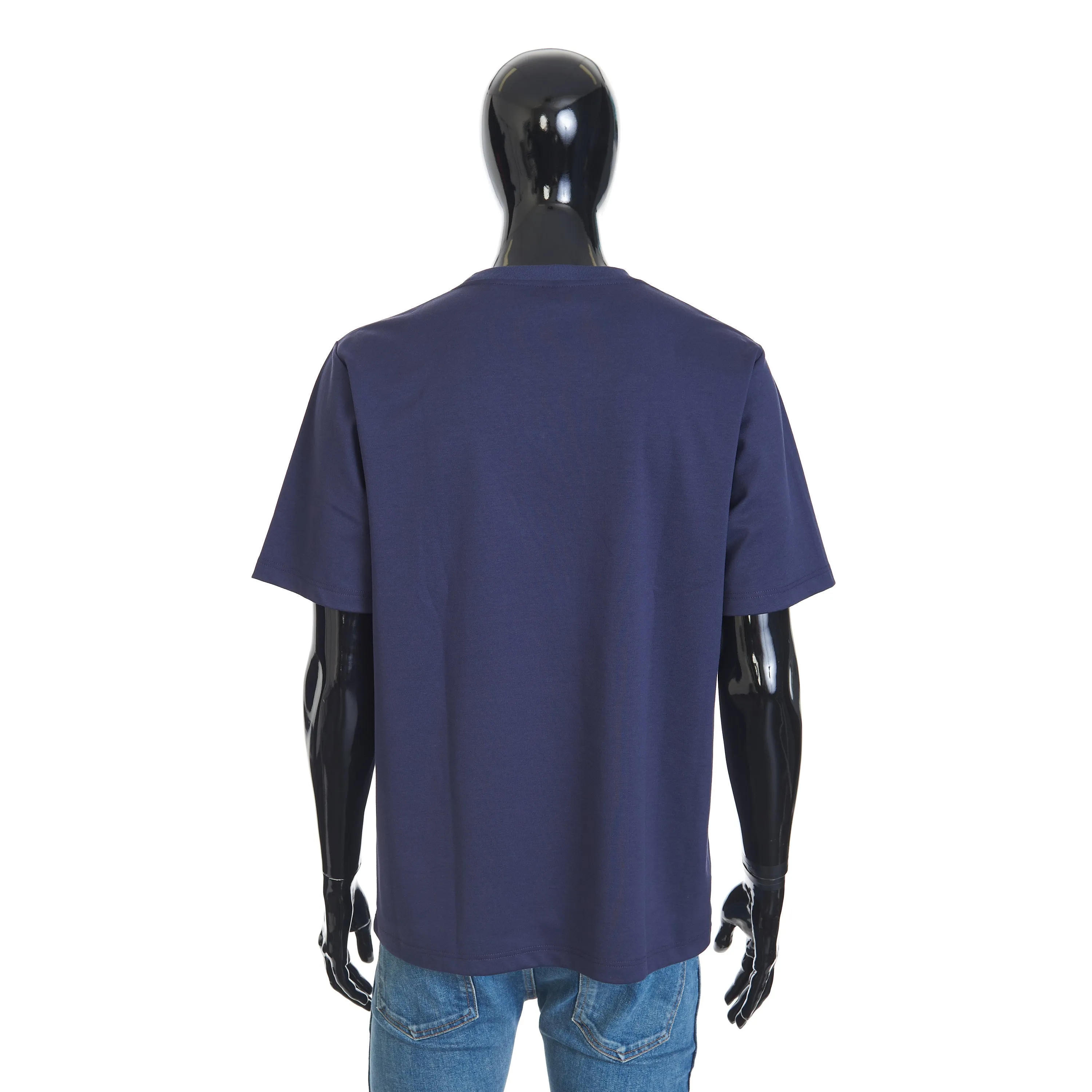 Embroidered Scritto T-shirt In Ink Blue Cotton