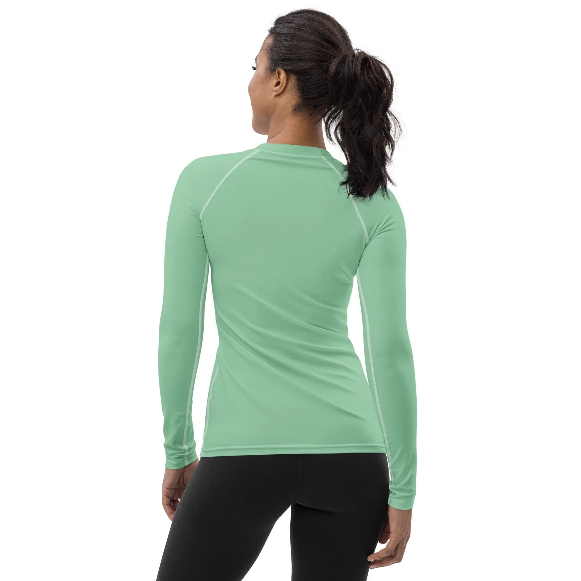 Fashion Meets Function: Women's Solid Color Rash Guard - Vista Blue