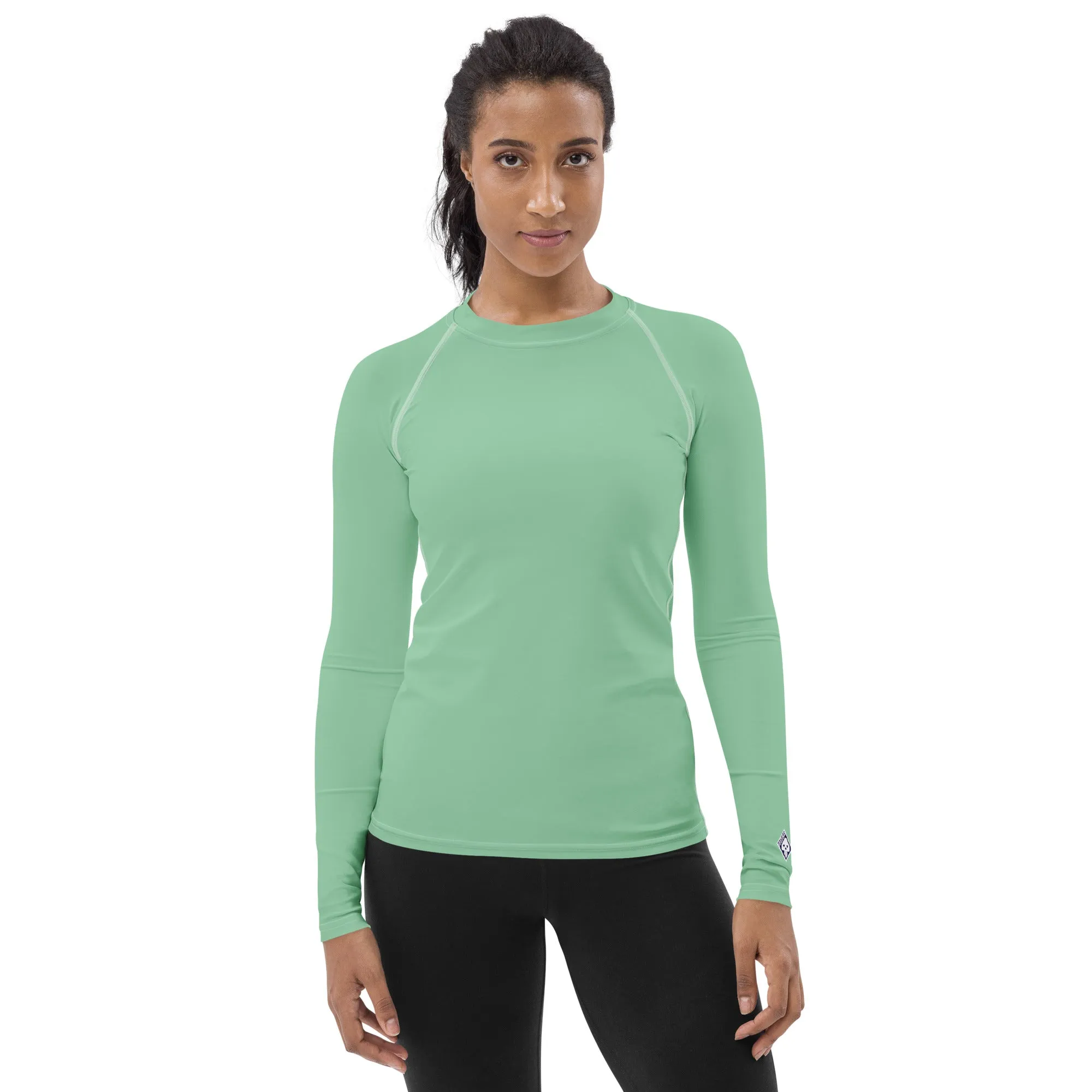 Fashion Meets Function: Women's Solid Color Rash Guard - Vista Blue