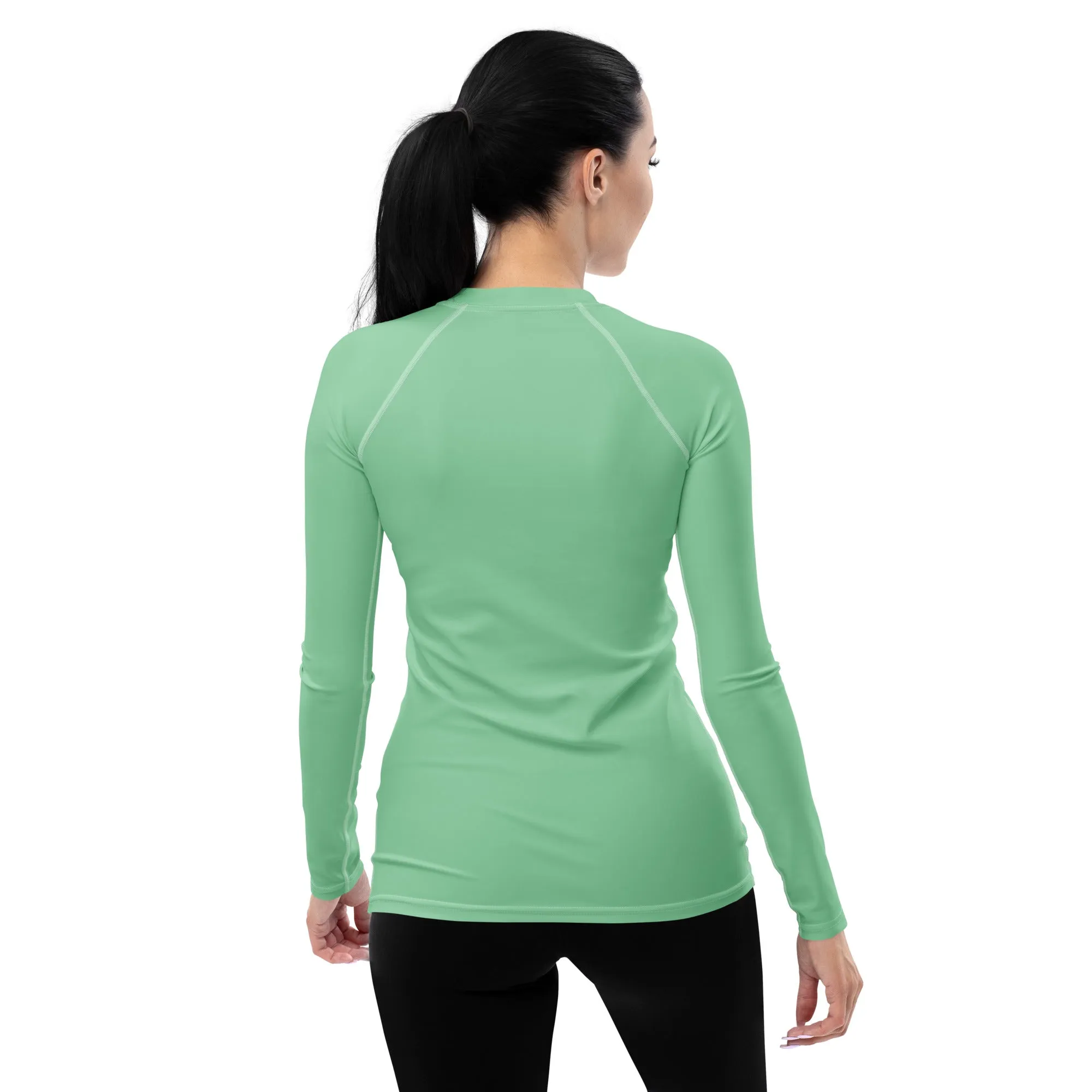 Fashion Meets Function: Women's Solid Color Rash Guard - Vista Blue