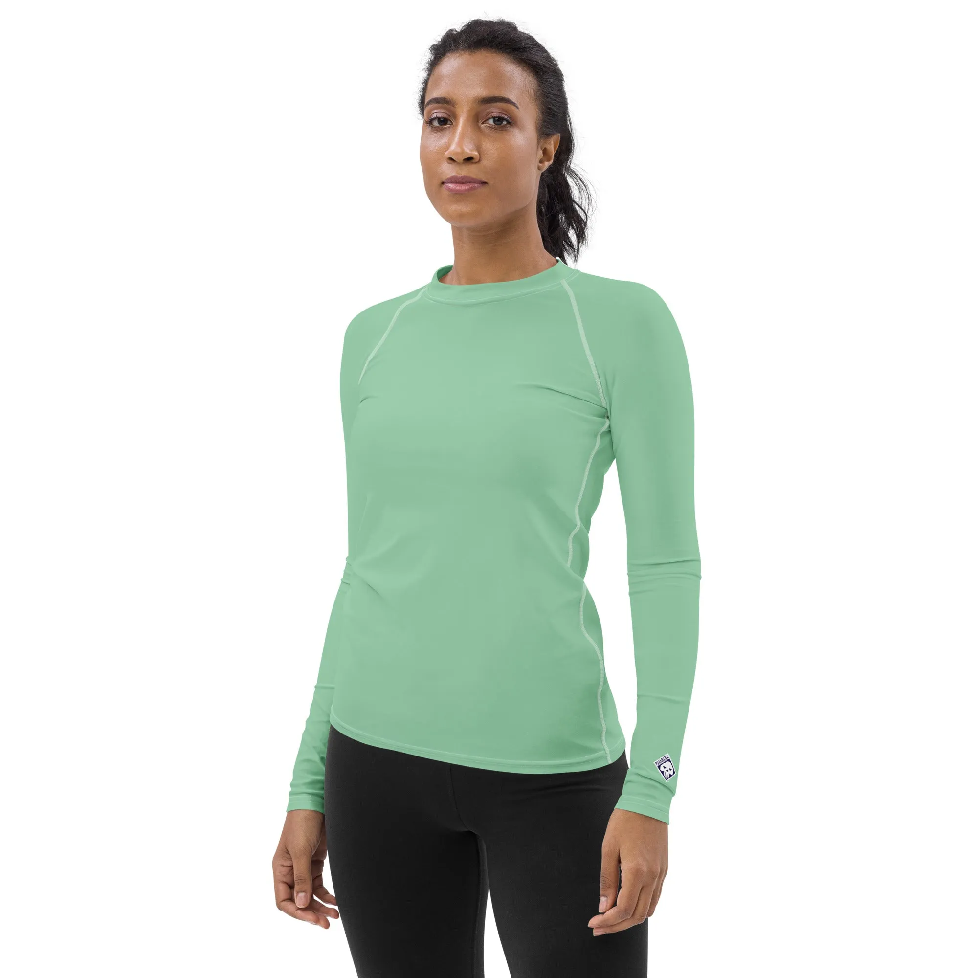 Fashion Meets Function: Women's Solid Color Rash Guard - Vista Blue