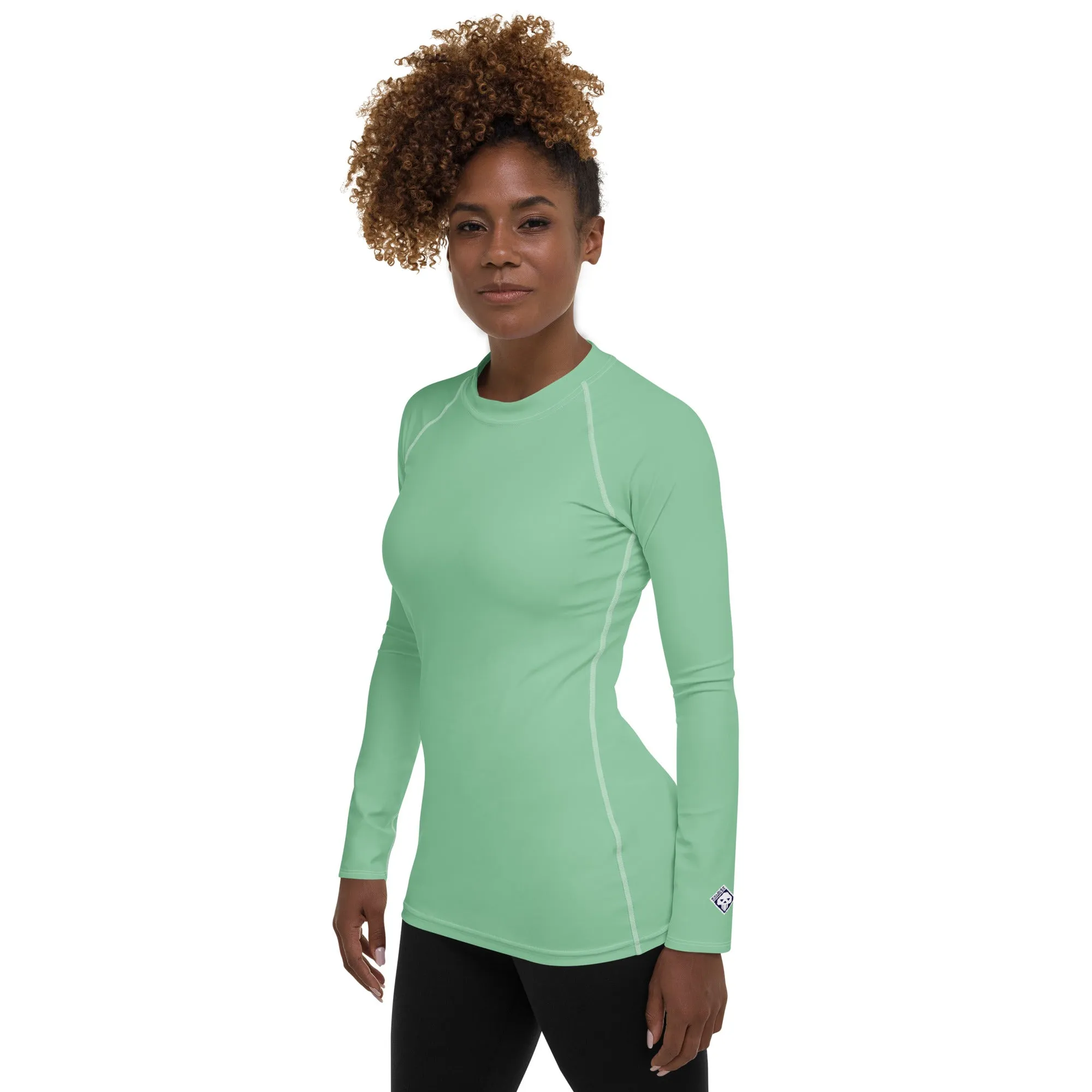 Fashion Meets Function: Women's Solid Color Rash Guard - Vista Blue