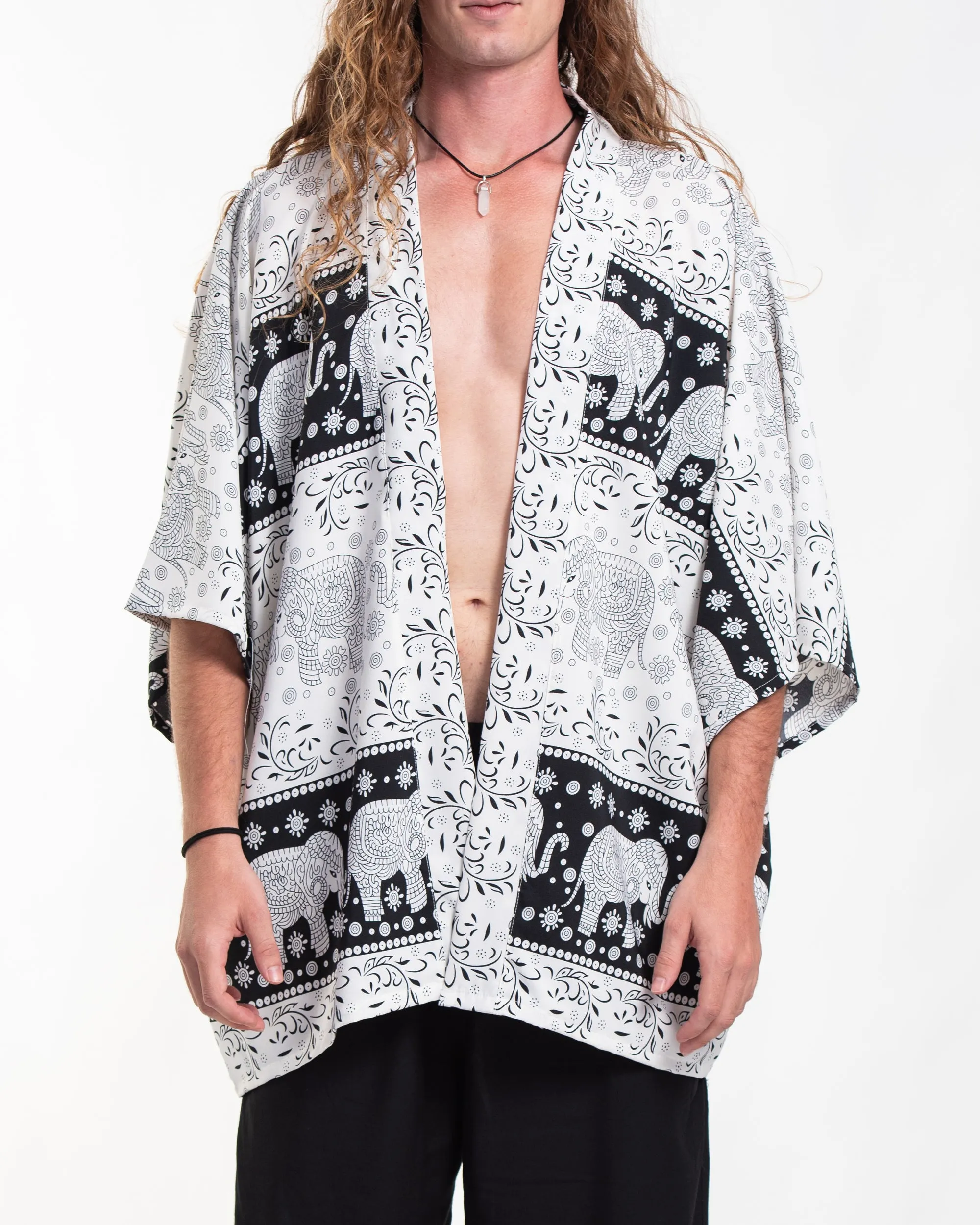 Floral Elephant Kimono Cardigan in Black