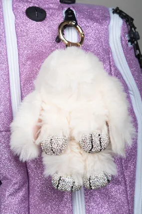 Fluffy Bunny Keychain in White