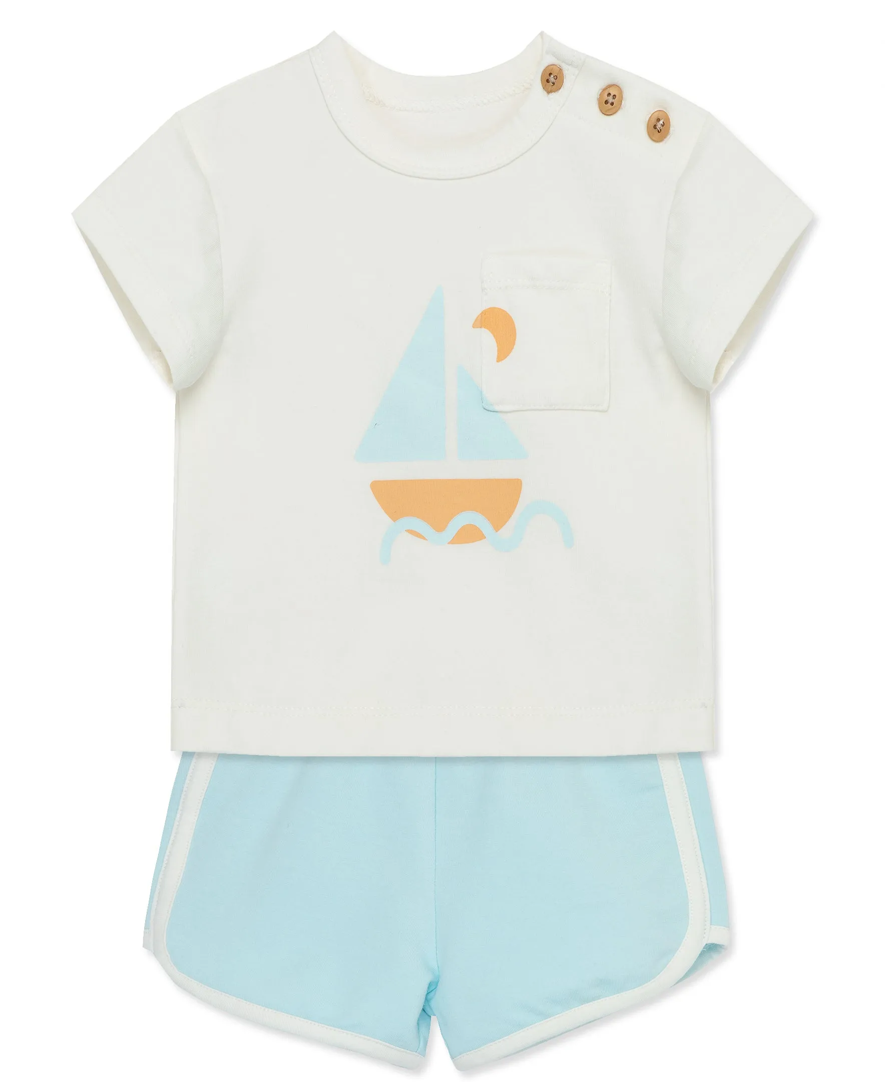 Focus Kids Blue Sail Away Retro Short Set (3M-12M)