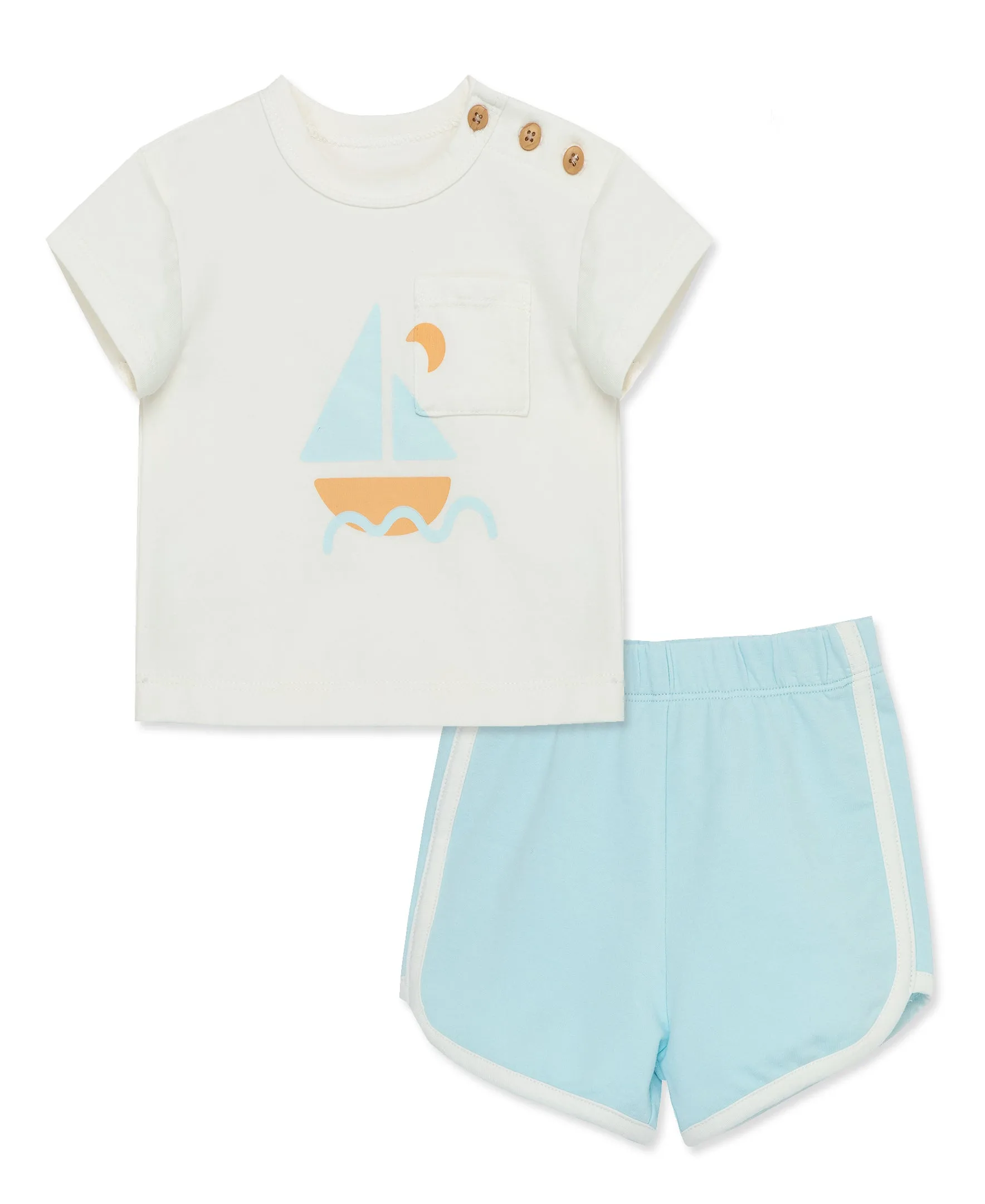 Focus Kids Blue Sail Away Retro Short Set (3M-12M)