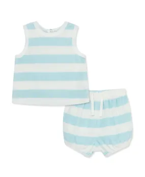 Focus Kids Blue Stripe Terry Short Set (12M-24M)