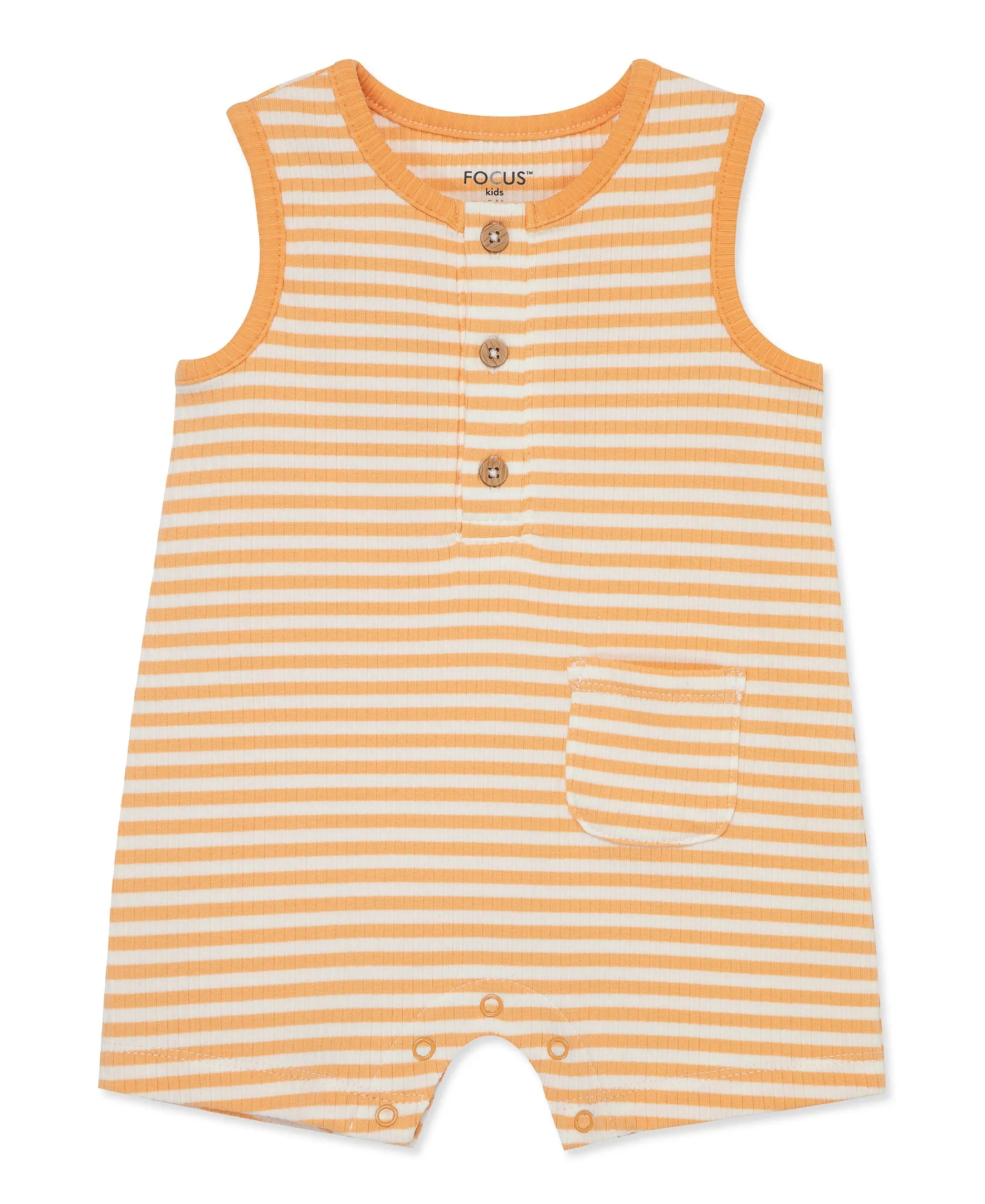 Focus Kids Orange Stripe Ribbed Romper (3M-12M)