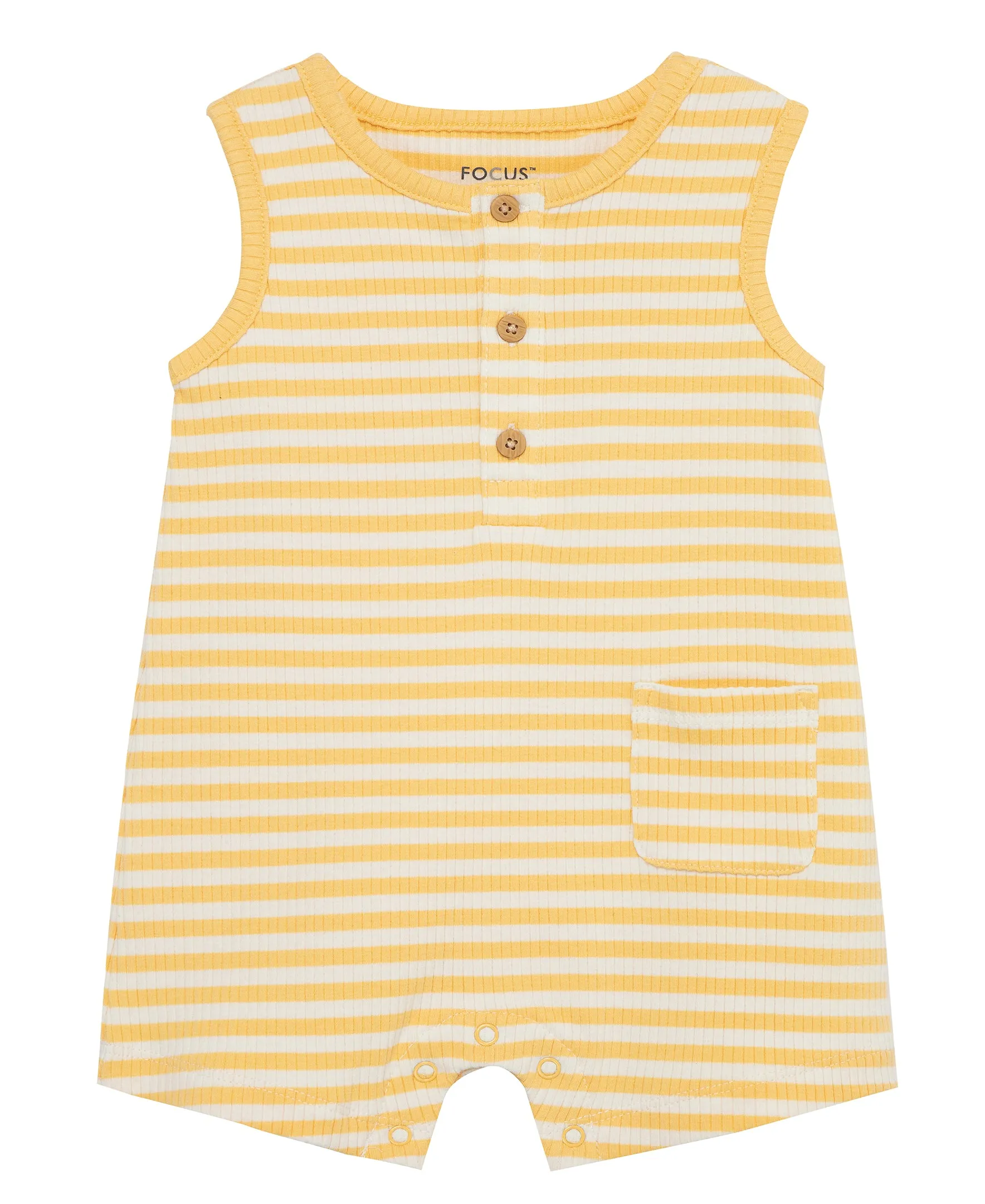 Focus Kids Yellow Stripe Ribbed Romper (3M-12M)