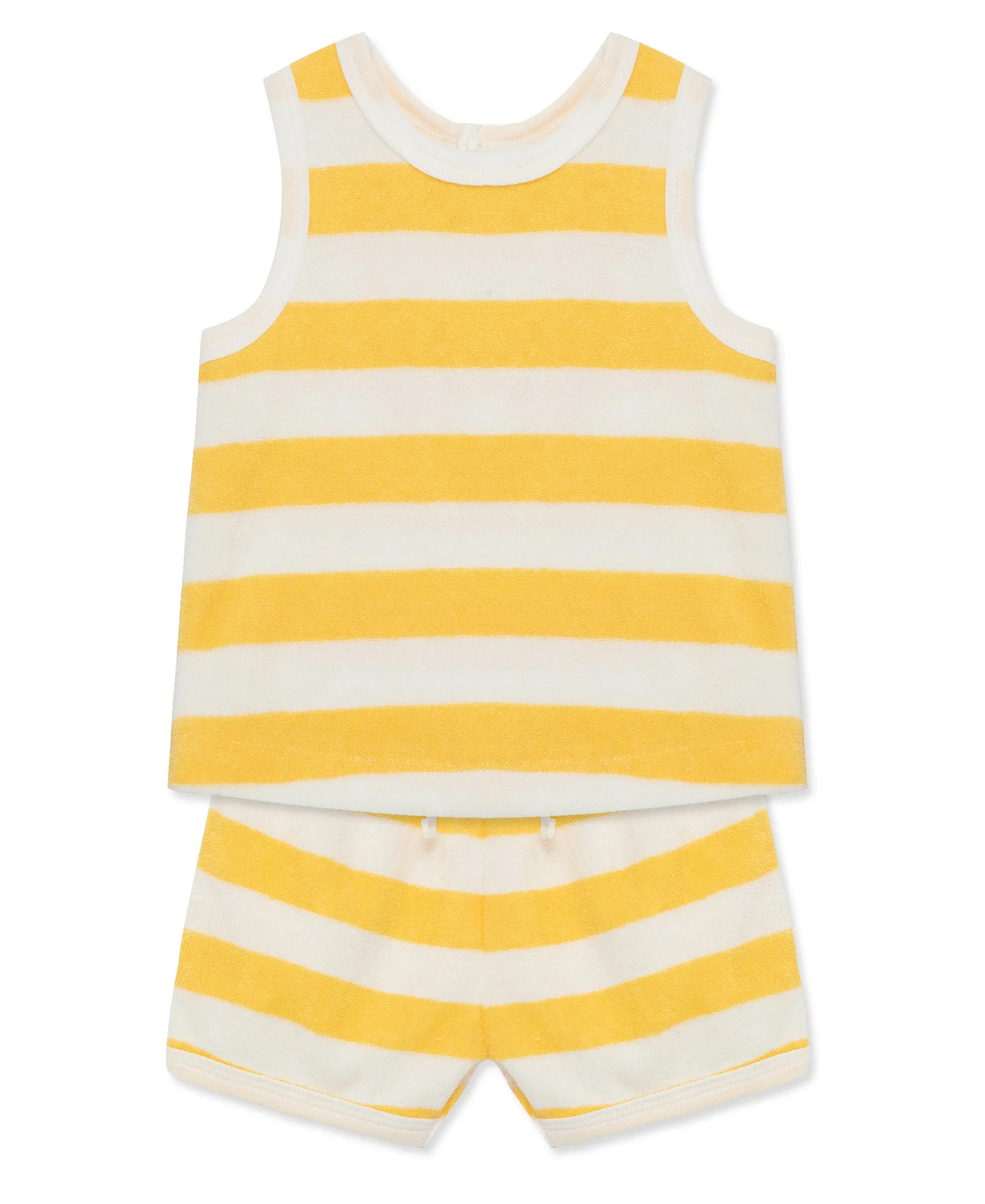 Focus Kids Yellow Stripe Terry Short Set