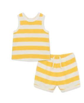 Focus Kids Yellow Stripe Terry Short Set