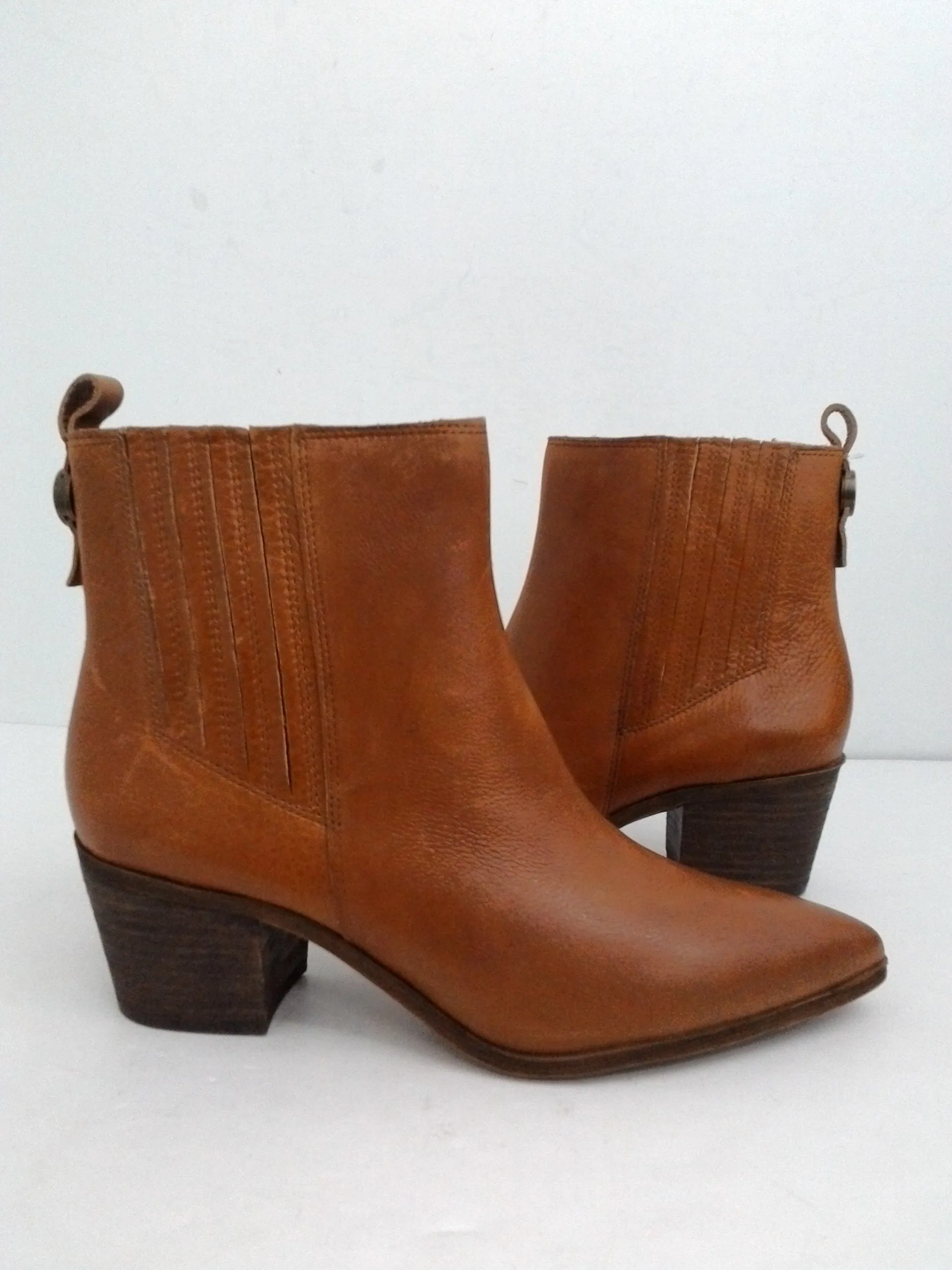 Franco Sarto Women's Brown Leather Booties Size 9 M