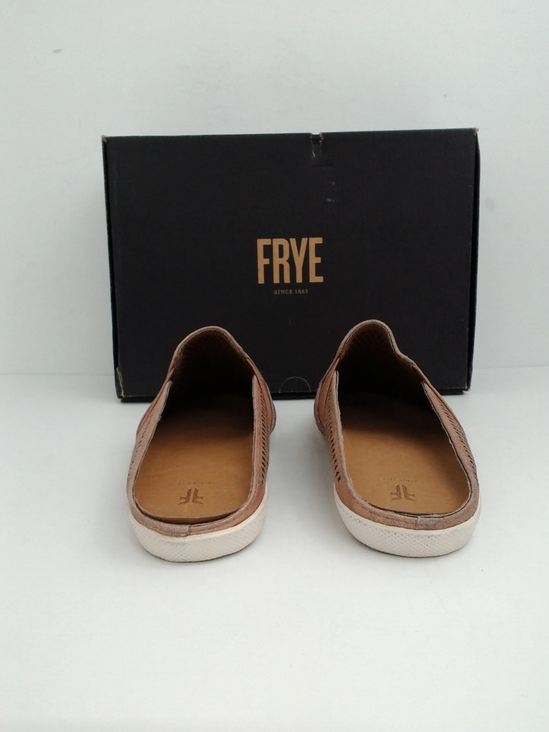 Frye Melanie Gore Perf Mule Rose Gold, Leather Size 6.5 M