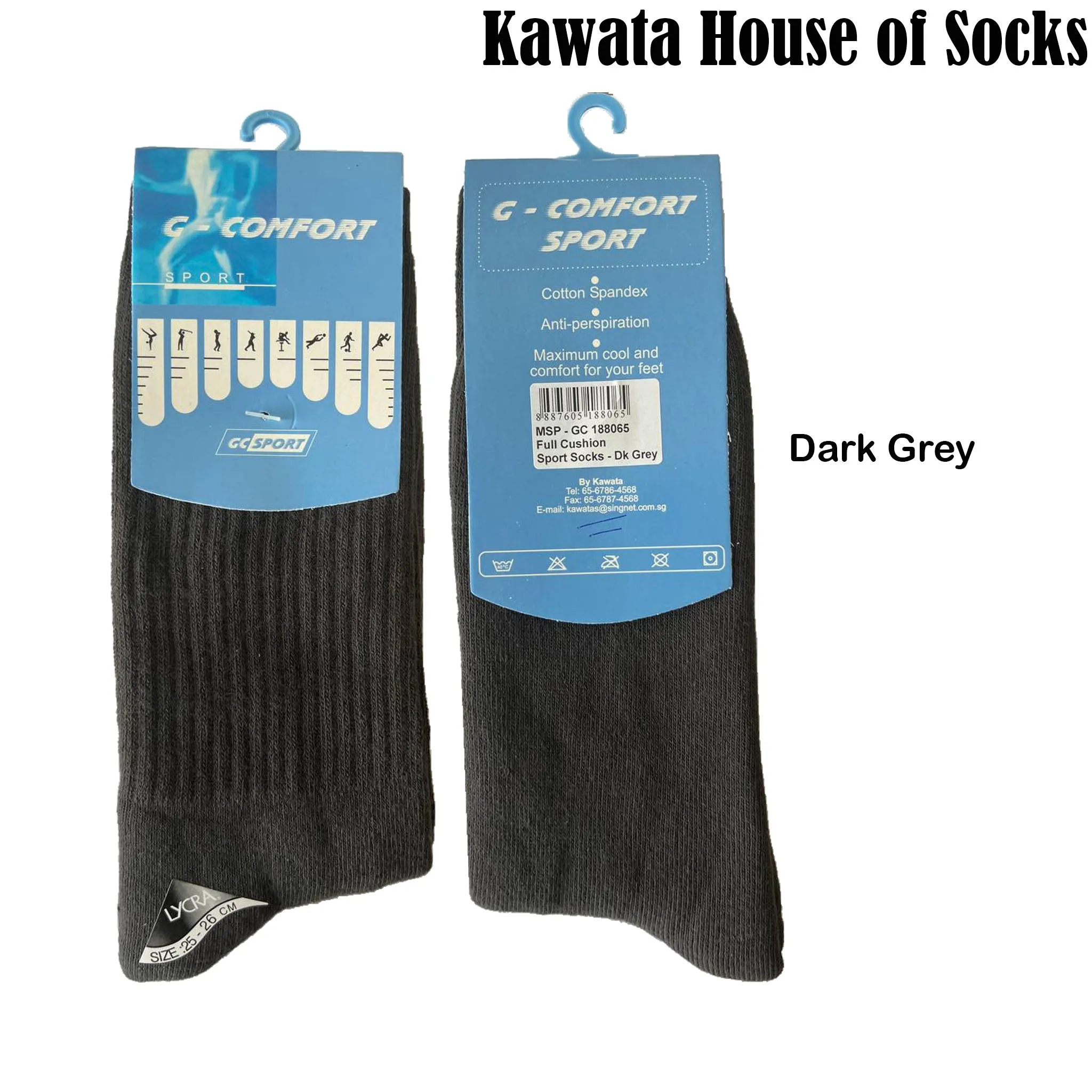 GC 18806 Full Base Cushion Sport Socks / Thick Mid Calf Cotton Socks