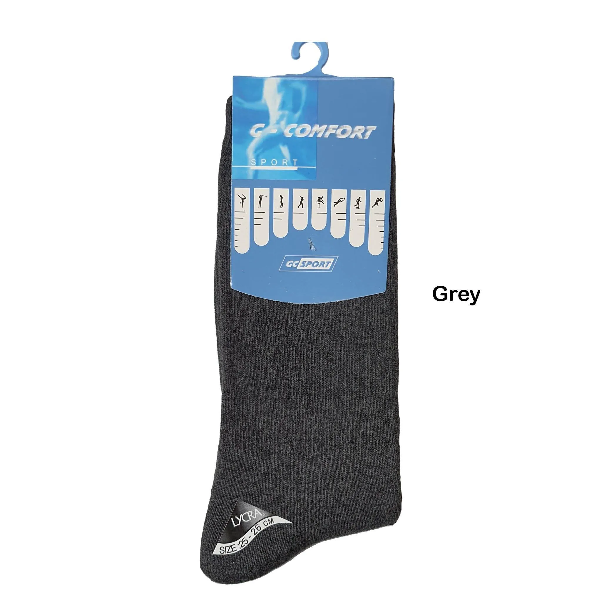 GC 18806 Full Base Cushion Sport Socks / Thick Mid Calf Cotton Socks