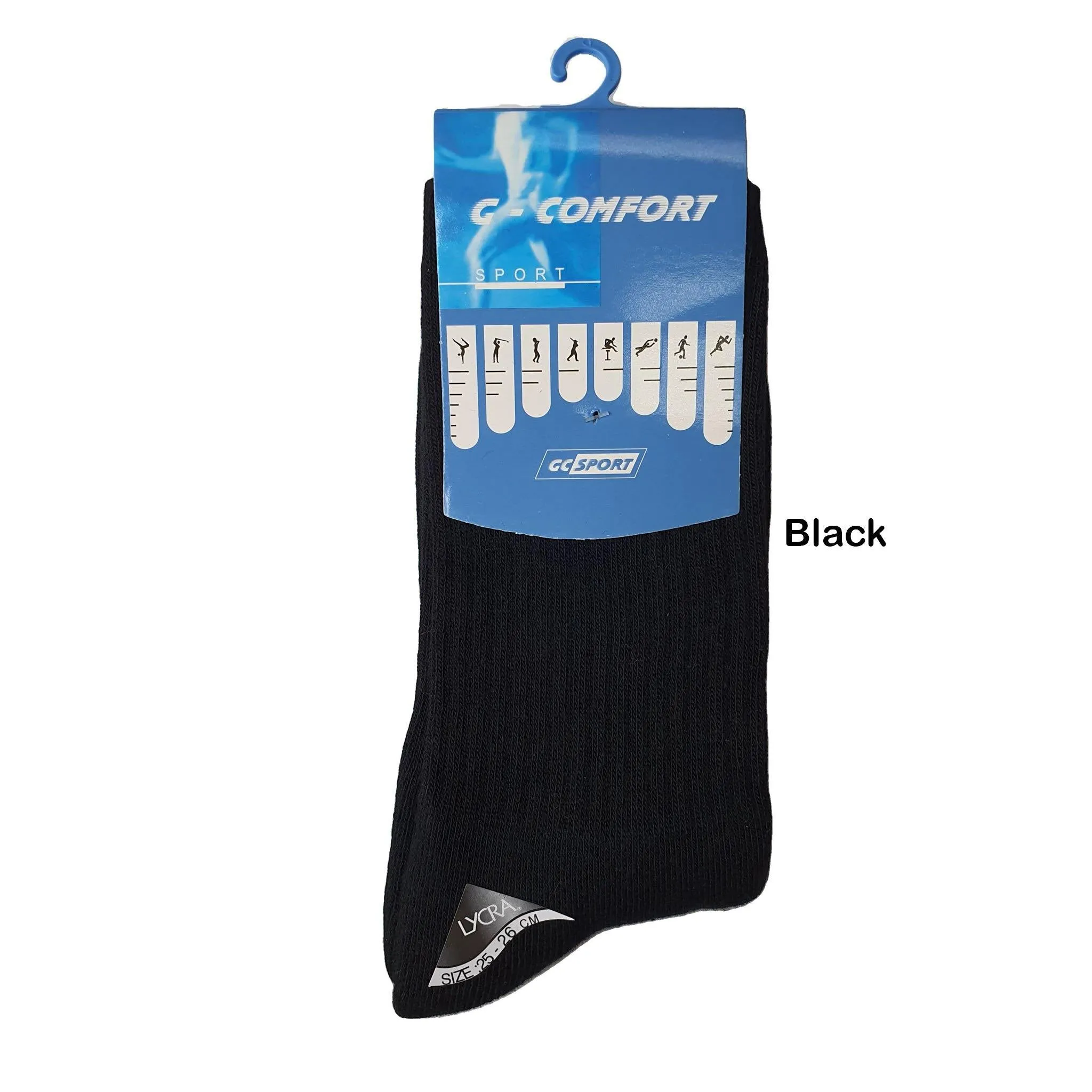 GC 18806 Full Base Cushion Sport Socks / Thick Mid Calf Cotton Socks