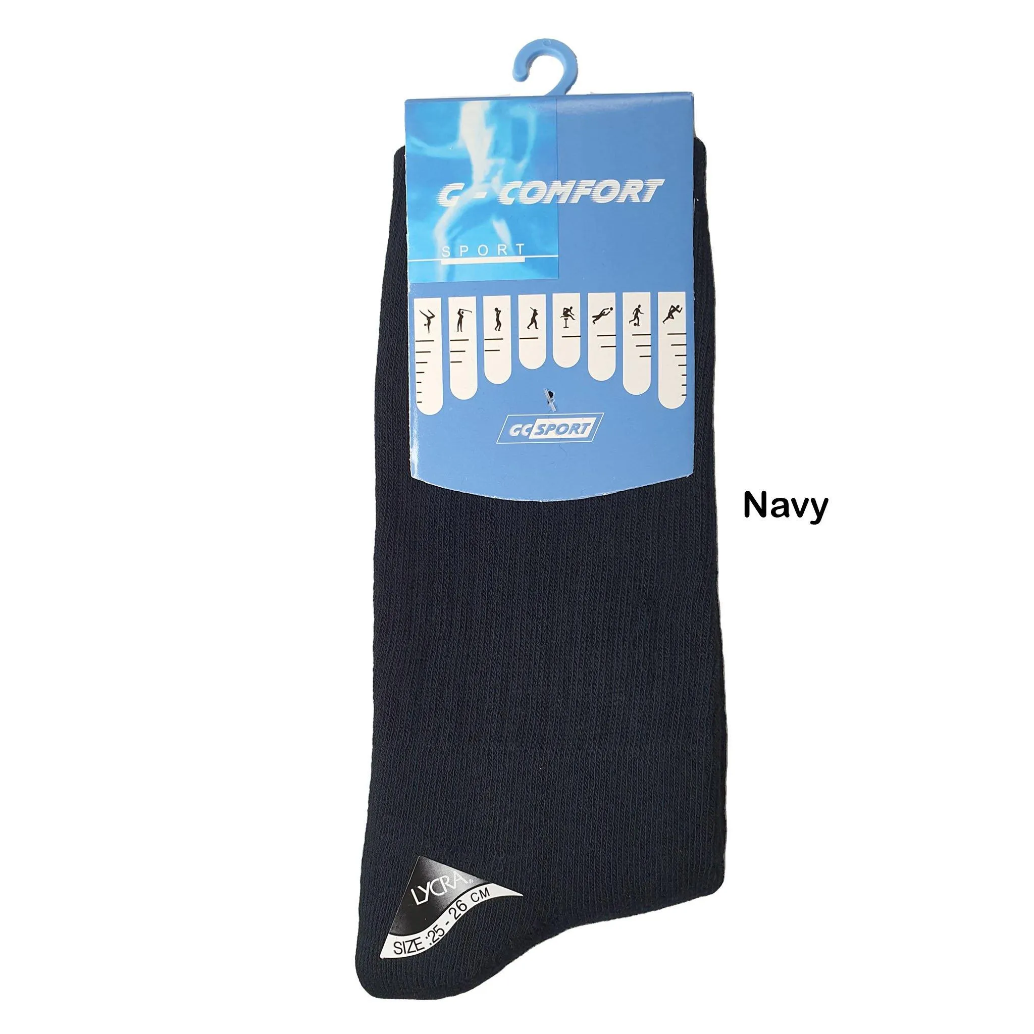 GC 18806 Full Base Cushion Sport Socks / Thick Mid Calf Cotton Socks