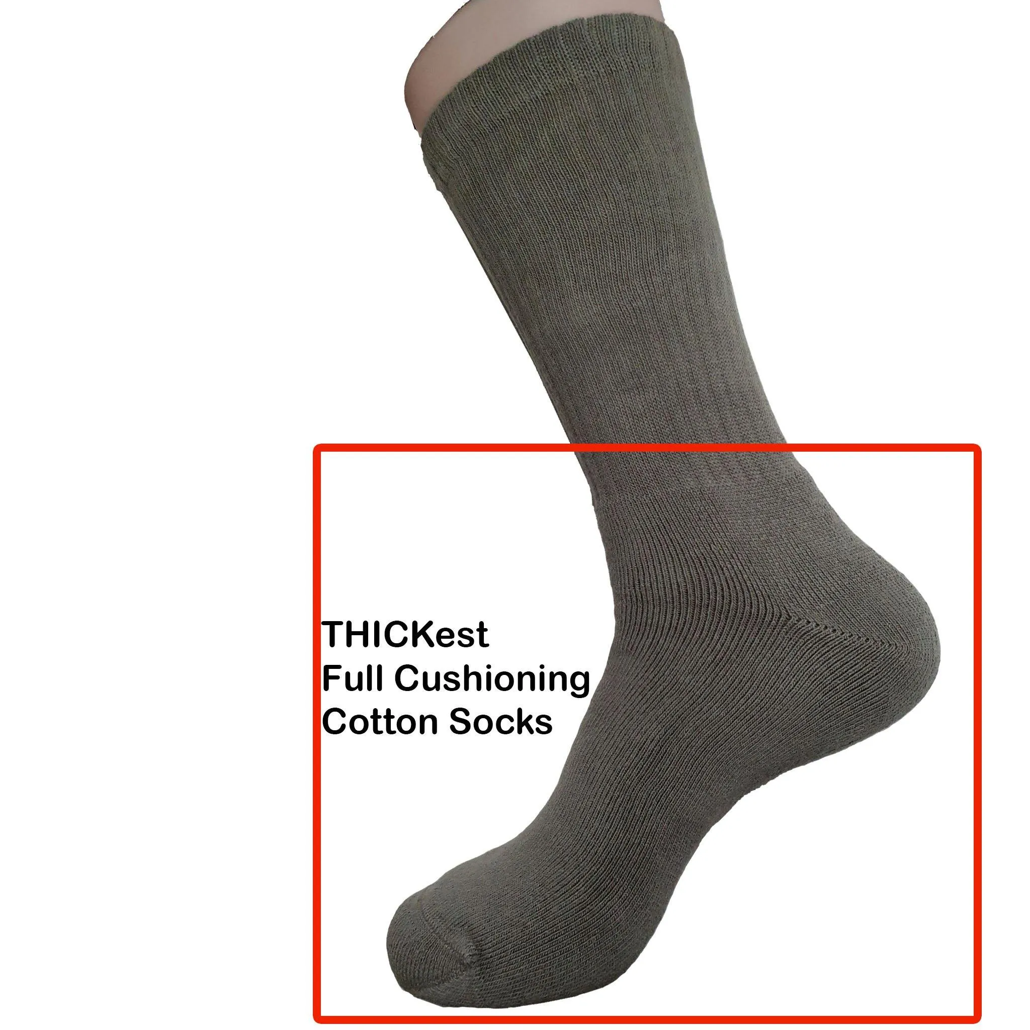 GC 18806 Full Base Cushion Sport Socks / Thick Mid Calf Cotton Socks