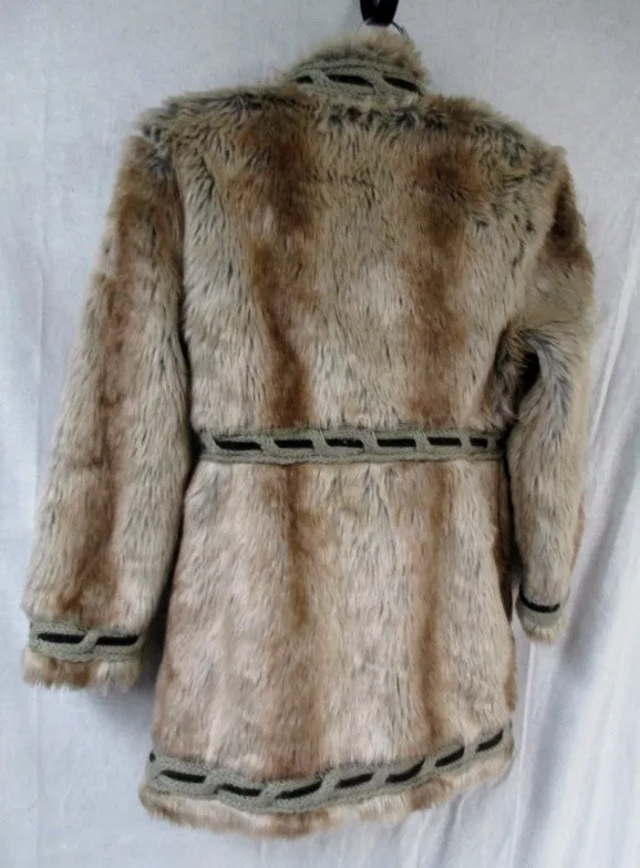 Girls Est 1989 PLACE Faux Fur JACKET Coat Parka 5-6 BROWN Hippie Indie