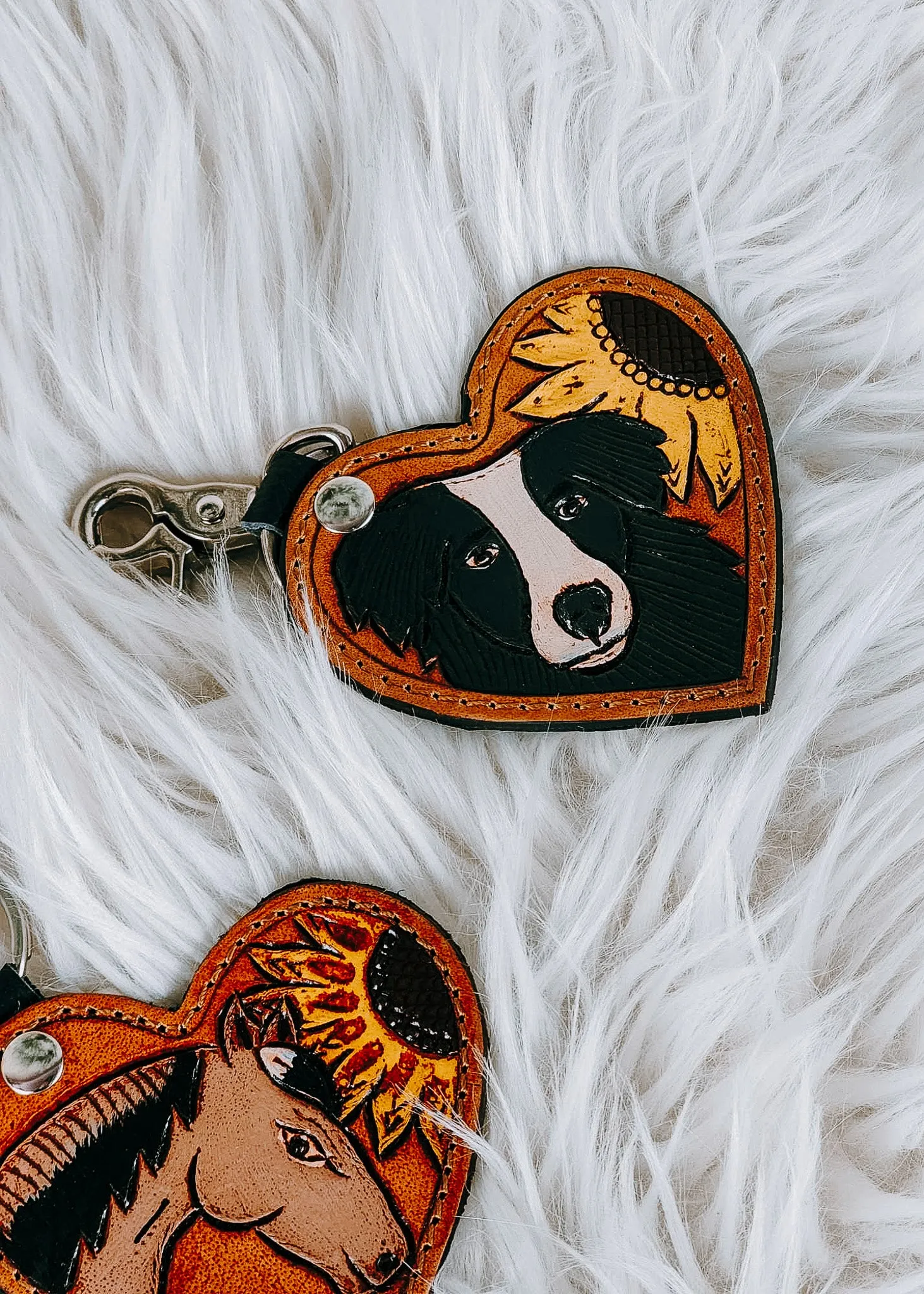 Heart Horse & Dog Keychain