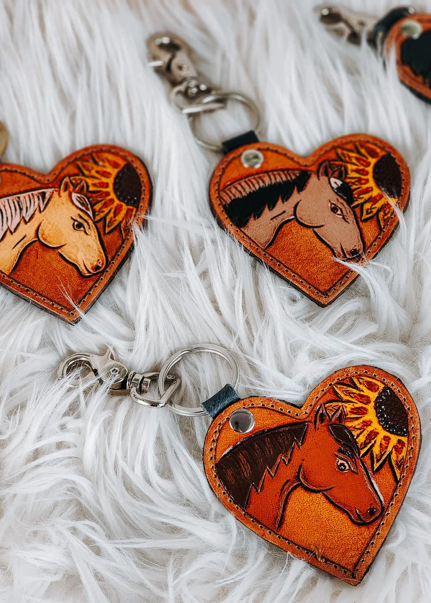 Heart Horse & Dog Keychain