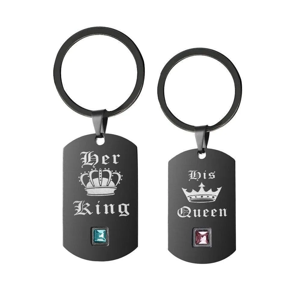 Her King and His Queen Matching Couple Keychains