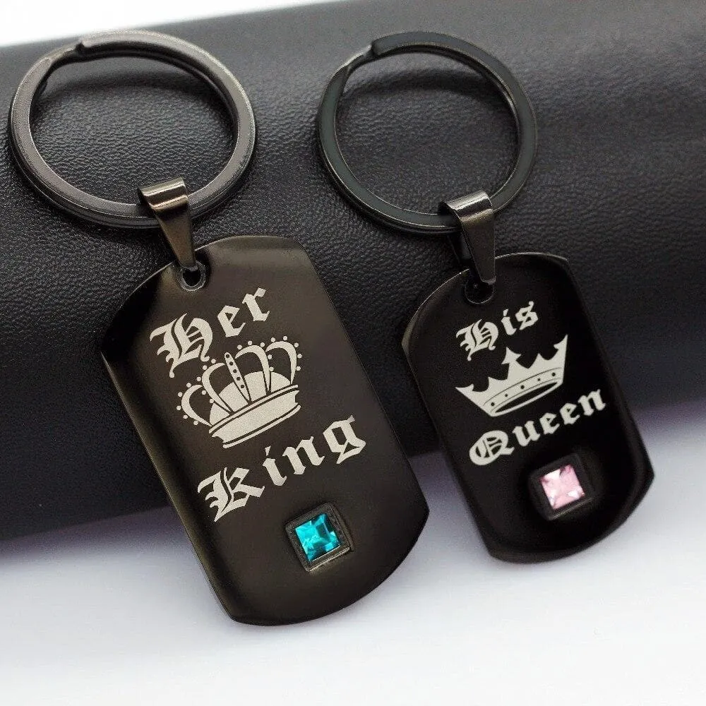 Her King and His Queen Matching Couple Keychains