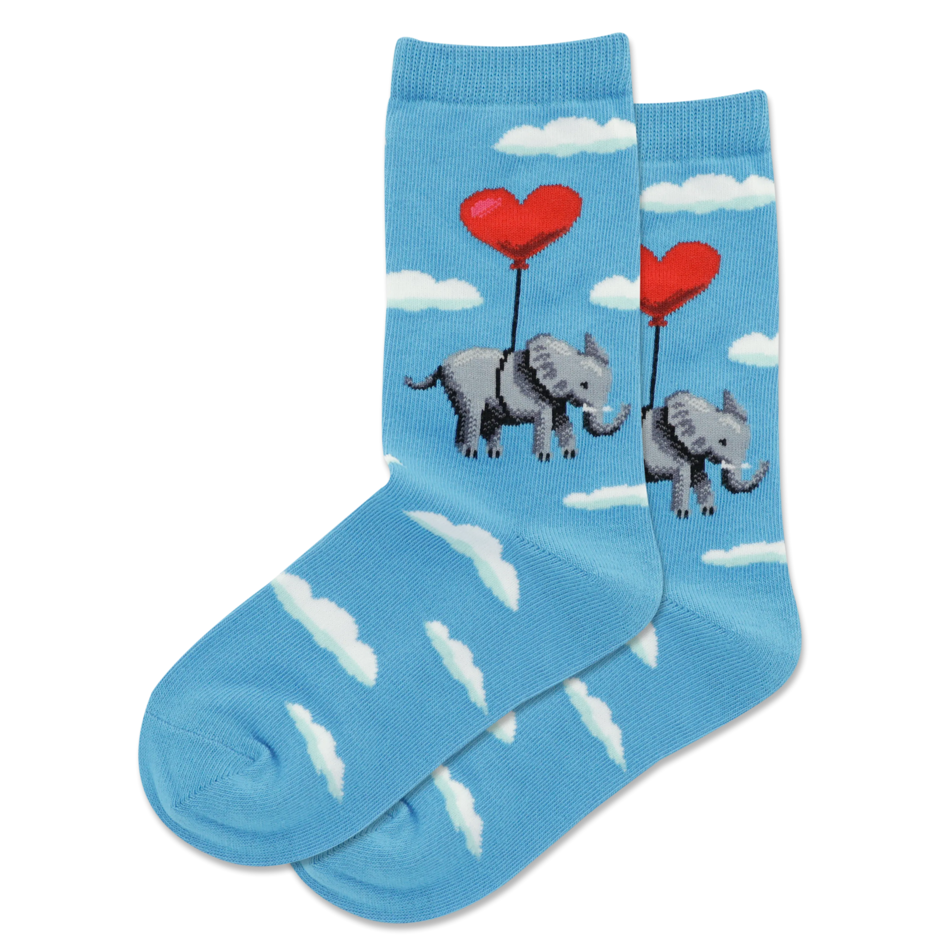 HOTSOX Kid's Elephant Heart Balloon Crew Socks