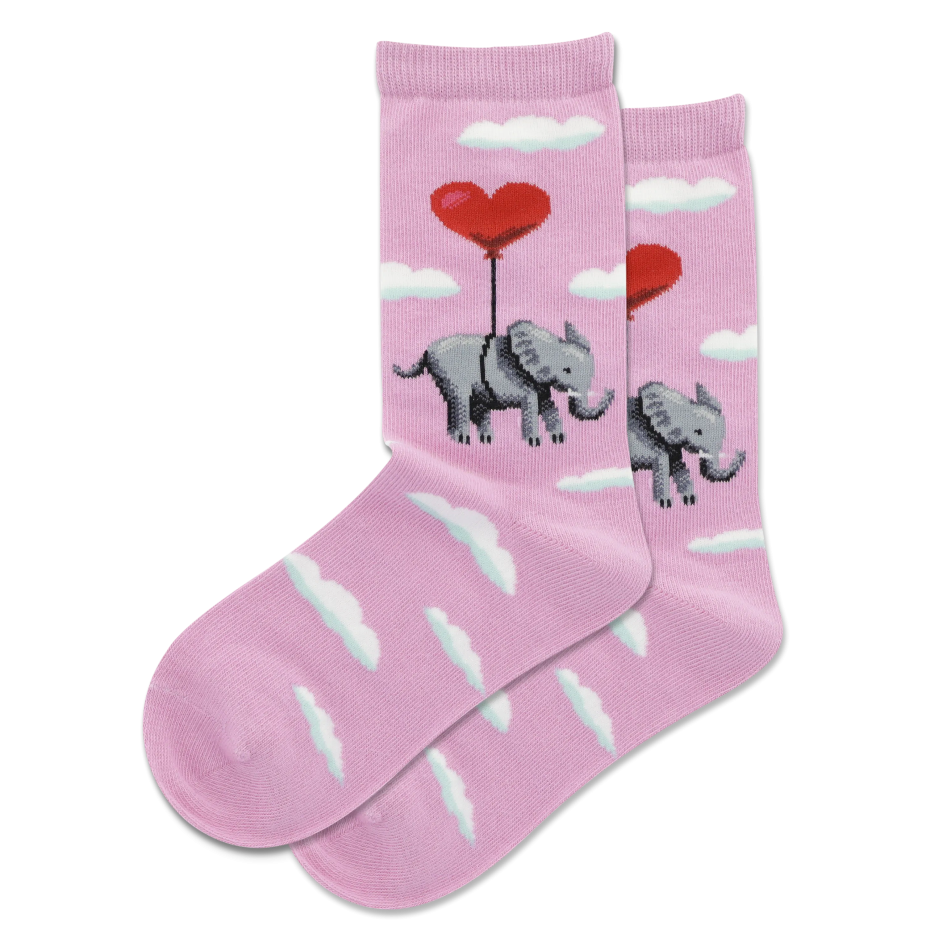 HOTSOX Kid's Elephant Heart Balloon Crew Socks